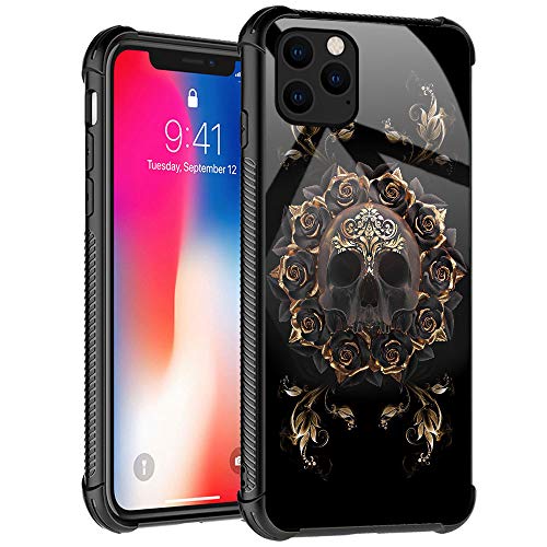 Golden Mandala Rose Flower Skull