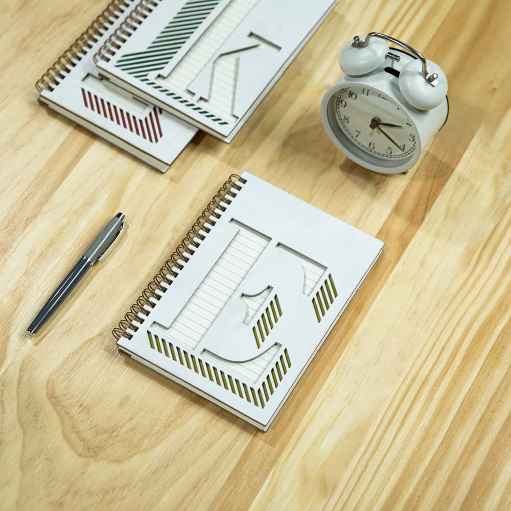 COLLECTIVE HOME - Personalized Monogram Wood Cover Notebook, College Ruled Journal with 100 Lined Pages | Daily Planner, Travel Diary, Writing Journal for Men & Women | Perfect Graduation Gift, Office & School Supplies, Business Meeting Notes, Creative Writing Inspiration