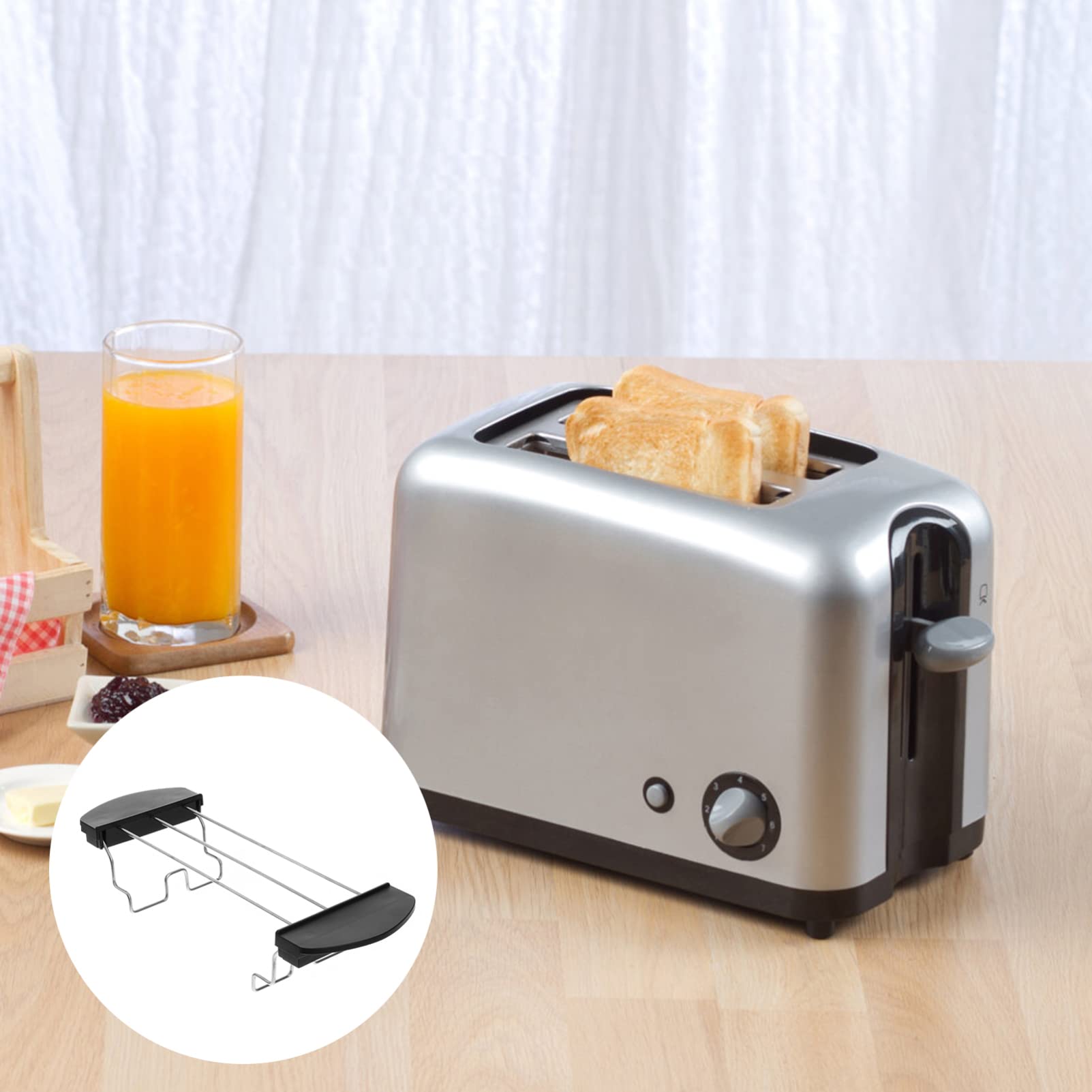 DOITOOL Stainless Steel Toaster Warming Rack - Sandwich & Bread Toast Rack, Bun Warmer for Kitchen Toaster Accessories (Black) - Perfect for Breakfast, Brunch & Home Baking