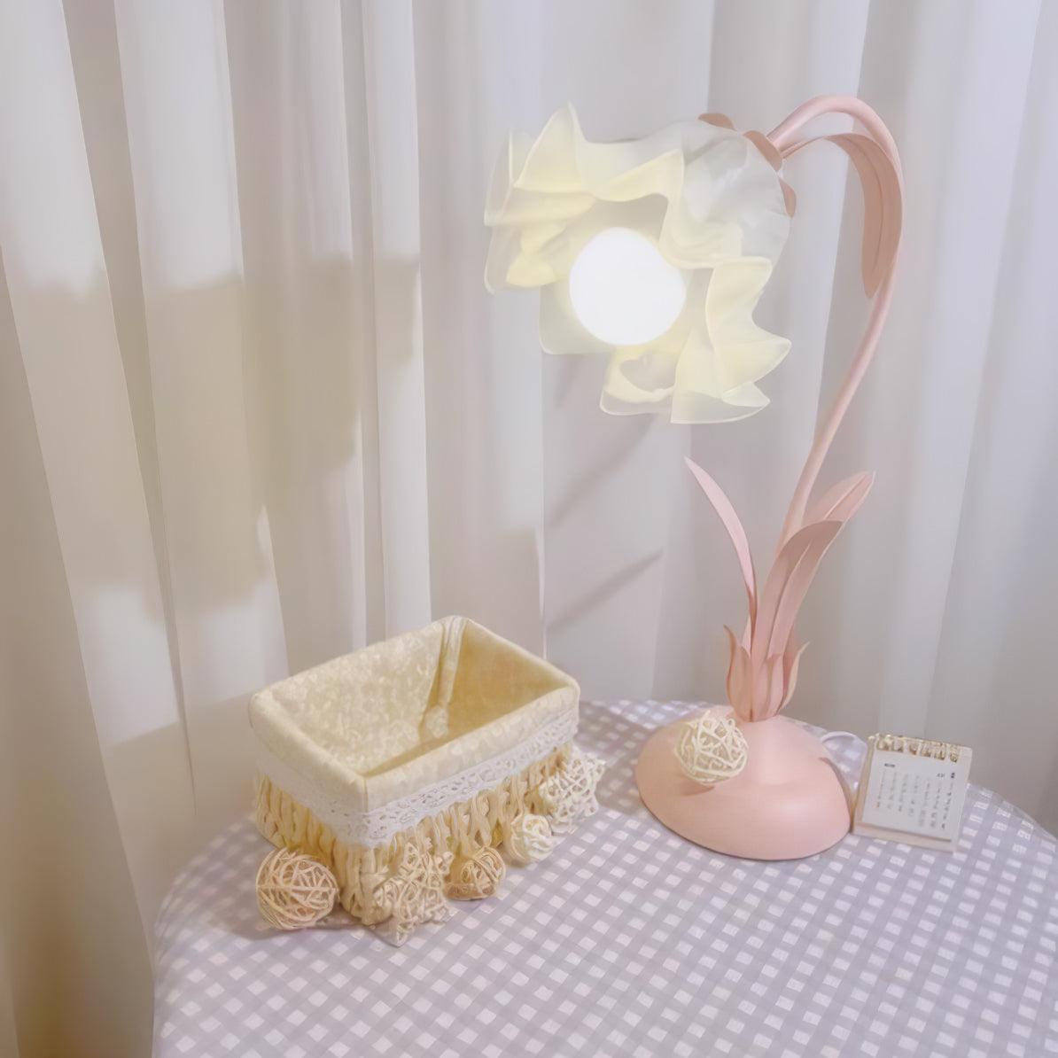 Lily of the Valley Table Lamp - Elegant Floral Nightstand Light for Bedroom, Living Room & Office Decor - Perfect for Reading, Relaxing & Creating Cozy Atmosphere