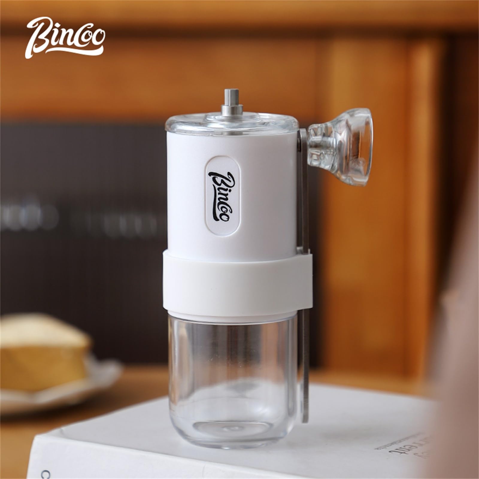 Premium Portable Manual Coffee Grinder with Ceramic Burr - Adjustable Coarseness, Foldable Design for Travel, Camping & Outdoor Adventures - Perfect for Fresh Coffee Brewing at Home, Office or On-The-Go (White)