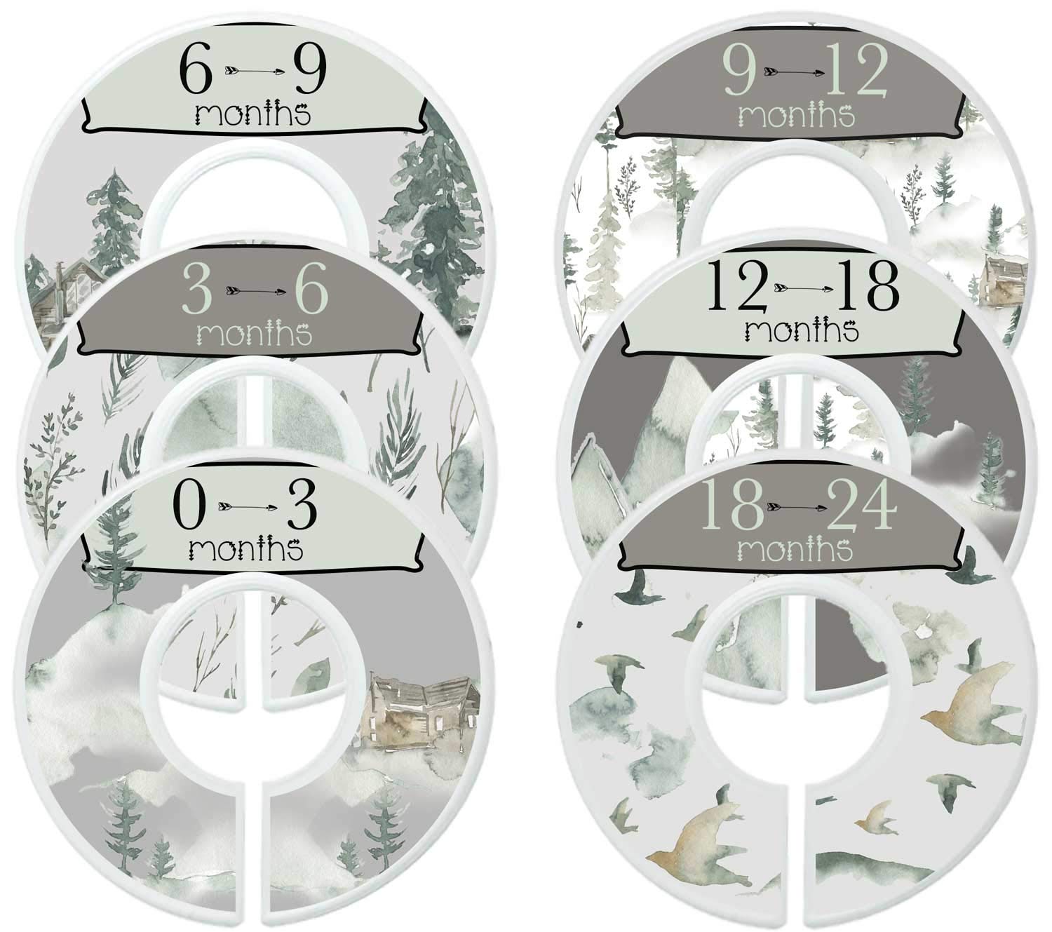 Baby Boy Clothes Organizer Dividers - Nursery Closet Dividers with Rustic Mountain Design - Perfect for Nursery Organization & Baby Closet Storage