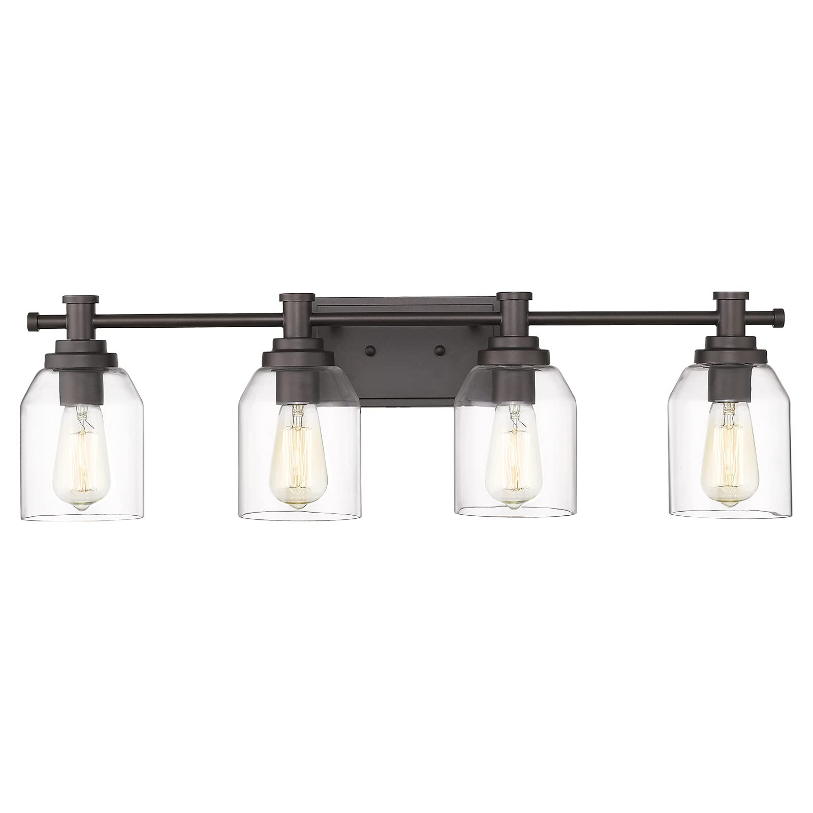 Zeyu Farmhouse Vanity Lights for Bathroom - 4-Light Industrial Wall Sconce with Oil Rubbed Bronze Finish & Clear Glass Shade (ZG33B-4W ORB) - Perfect for Farmhouse, Rustic, or Vintage Bathroom Decor