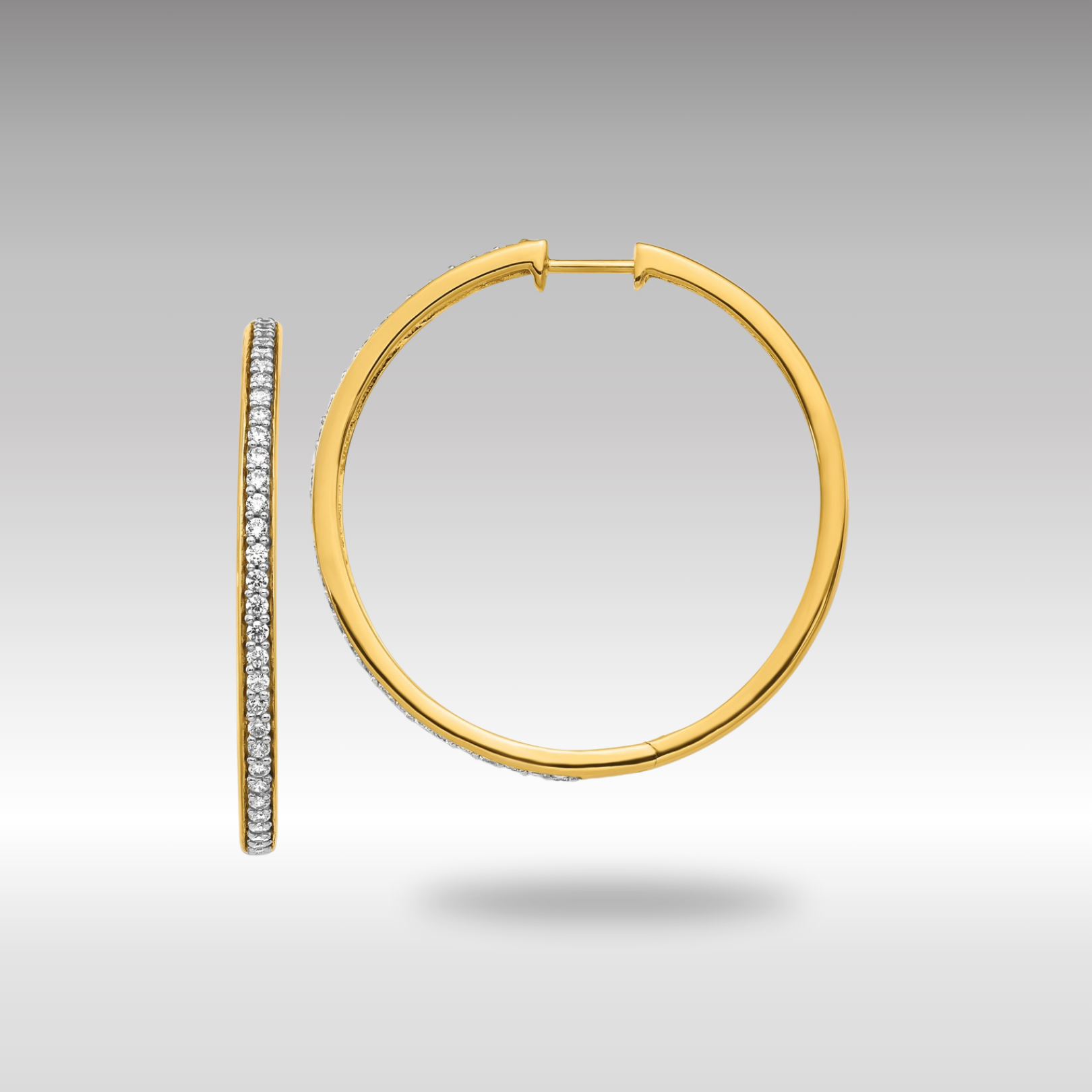 14K Gold Diamond Hinged Hoop Earrings for Women - Elegant Dangle Hoops EM4268 075 YA - Perfect for Weddings, Parties & Everyday Luxury