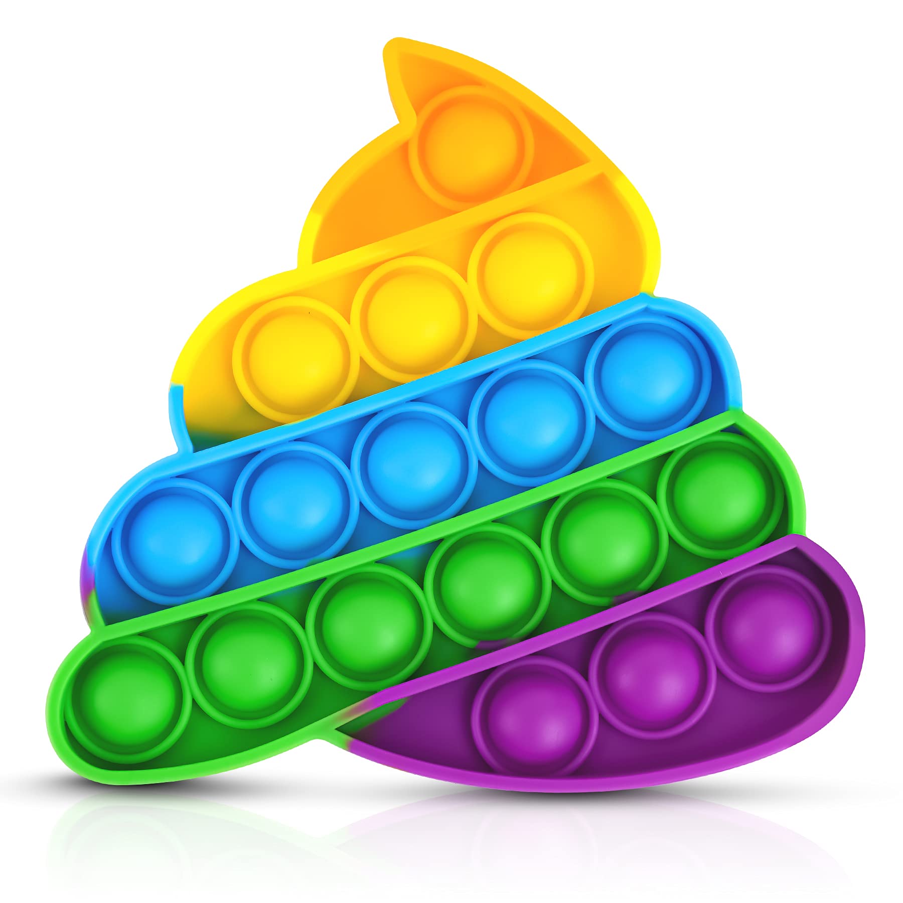 NiHealth Fidget Pack Push Pop Bubble Sensory Toy - Stress Relief & Anxiety Relief for Kids & Adults - Silicone Squeeze Popper Toy (Rainbow Poop) - Perfect for ADHD, Autism, Office & Classroom Focus