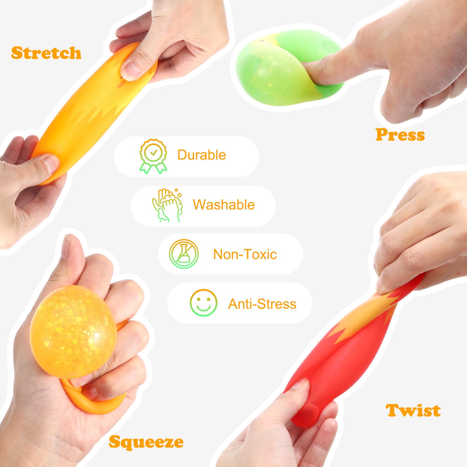 12-Pack Easter Egg Squishy Toys - Sparkling Stress Relief Balls for Kids, Easter Basket Stuffers & Party Favors - Perfect for Easter Egg Hunt, Classroom Rewards, and Sensory Play (Boys & Girls)