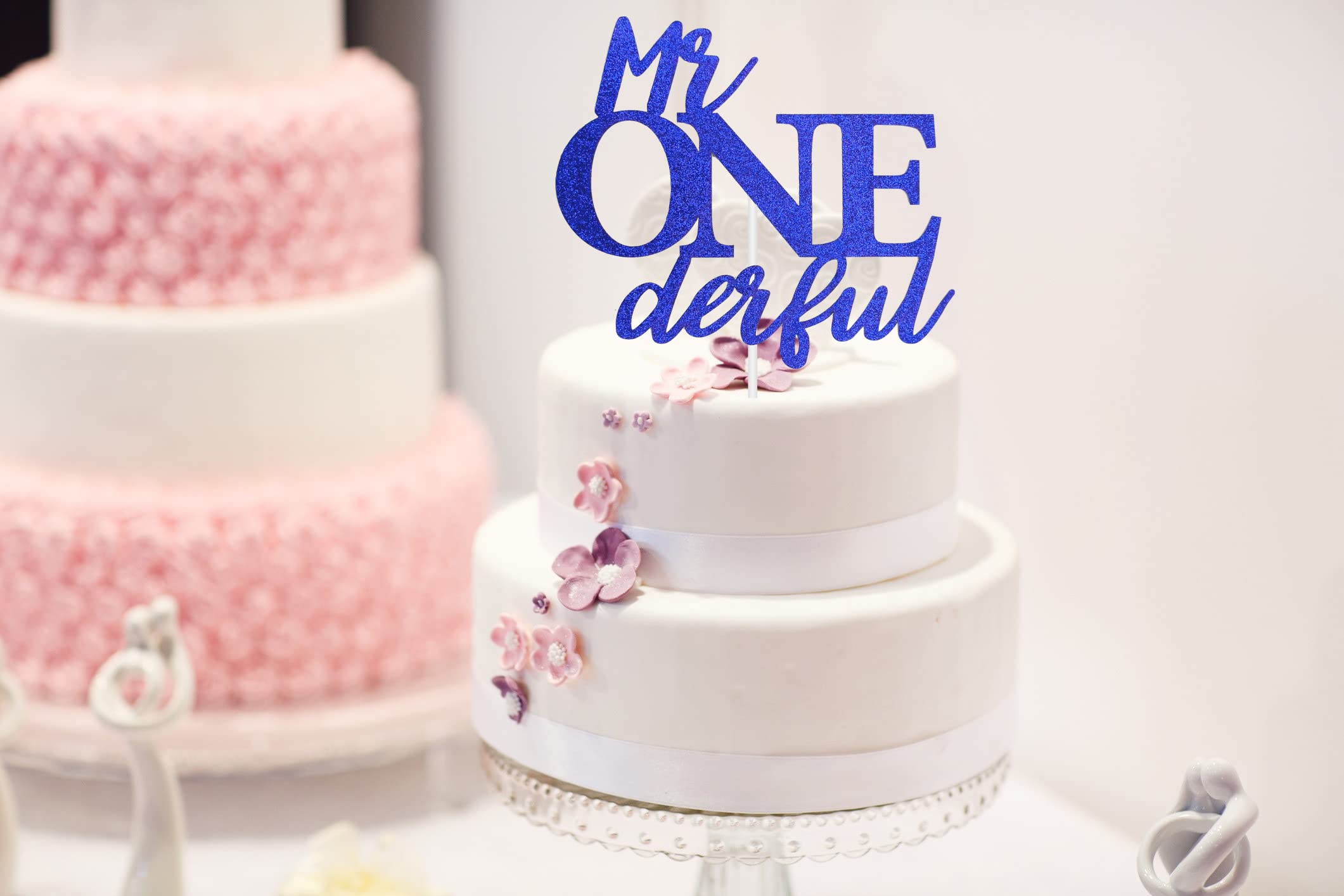 Blue Glitter ONEderful Cake Topper for Baby Shower & 1st Birthday Party - Elegant First Birthday Cake Decoration for Boy or Girl - Perfect for Cake Decorating, Photo Backdrops & Celebrations