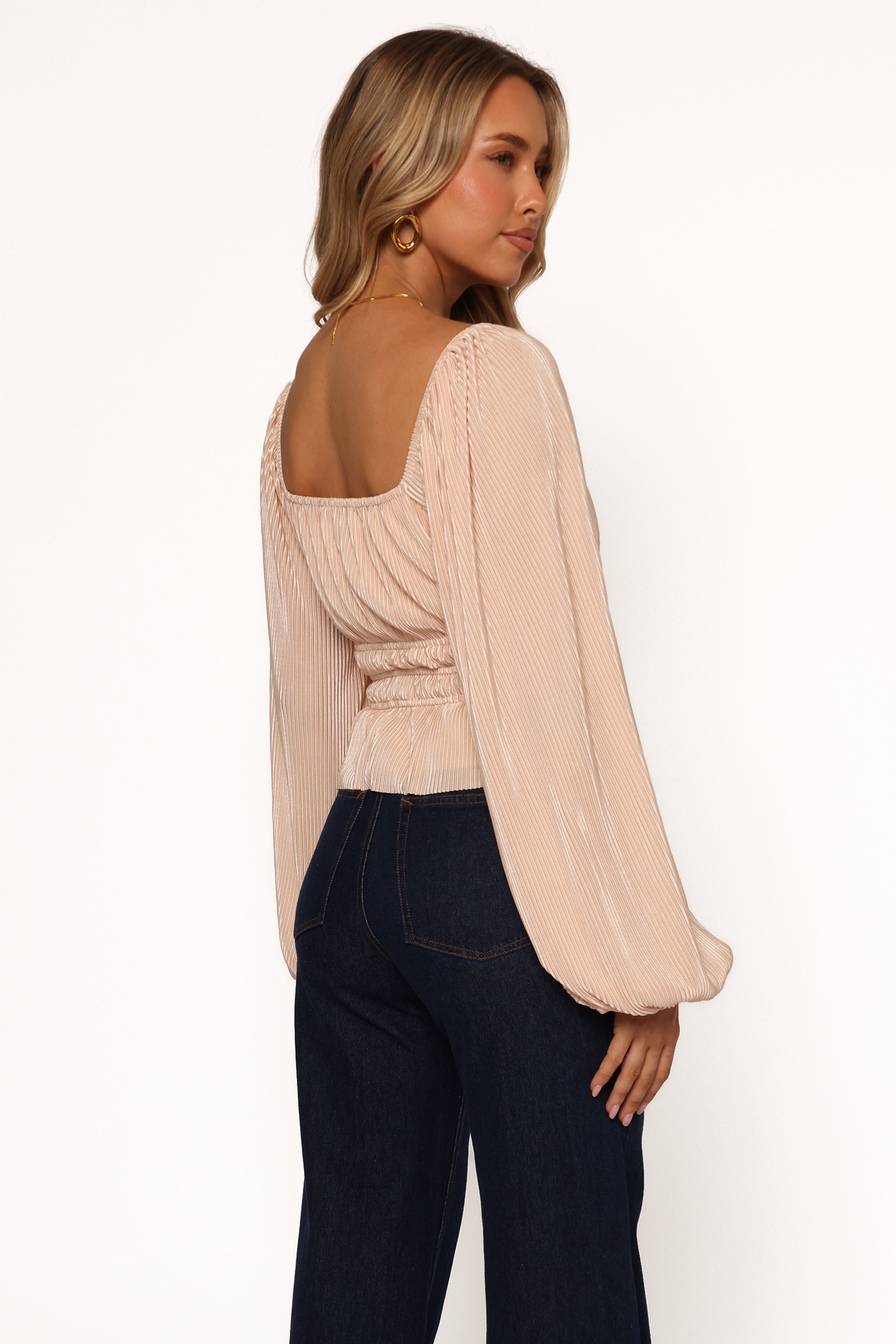 Ceppia Plisse Top - Light Peach Blouse for Women | Elegant & Comfortable Summer Wear | Perfect for Office, Date Night & Casual Outings