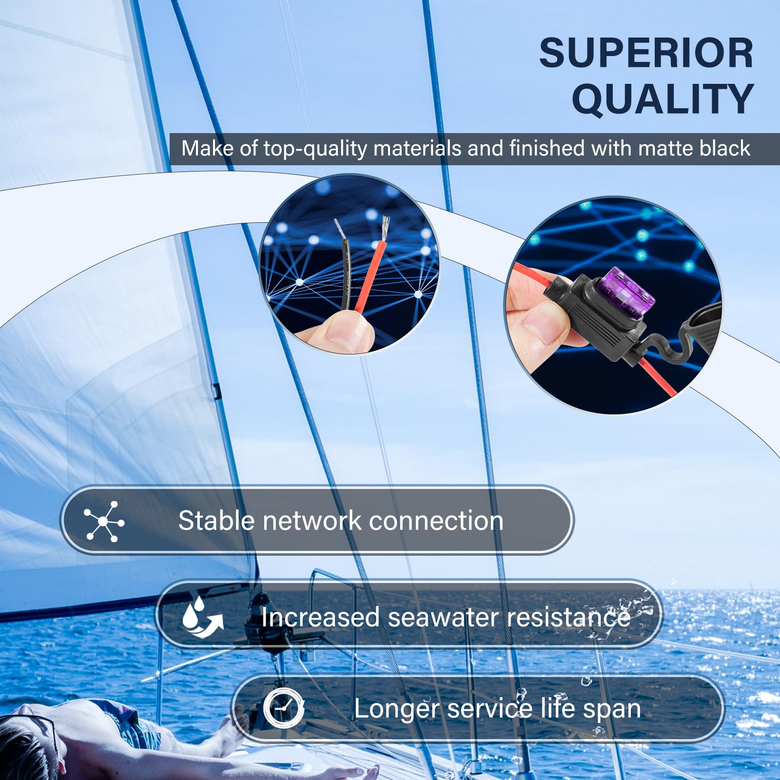 NMEA 2000 Network Starter Kit (7pcs) - NMEA 2000 Replacement Part for Lowrance N2K-EXP-RD-2, Waterproof Plug-and-Play Boat Accessories - Perfect for Marine Electronics Installation and NMEA 2000 Network Expansion