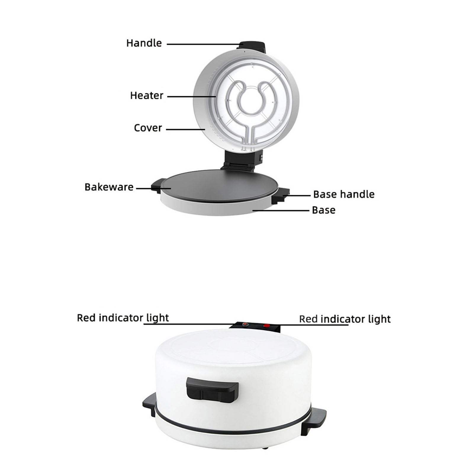 Portable Electric Pizza Oven - 12 Inch Countertop Pizza Maker & Steak Toaster - 2000W Fast Cooking in 6 Minutes - Non-Slip Base - Perfect for Home, Outdoor, Camping & Parties (110V US Plug)