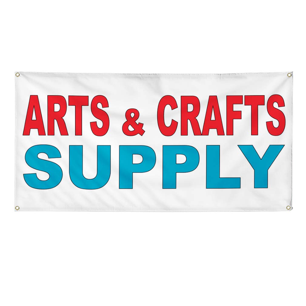 Vinyl Banner - Red & Blue Weatherproof Outdoor Business Sign (48x96 Inches) with 8 Grommets - Durable Yard, Industrial & Craft Supplies - Perfect for Events, Advertising & Store Displays