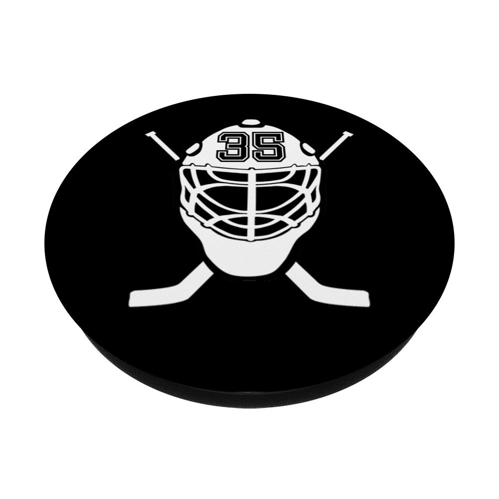 Hockey Player #35 Jersey No 35 Helmet Ice Gadget Gift - Swappable PopGrip for Phones & Tablets - Perfect for Fans, Players, and Ice Hockey Enthusiasts