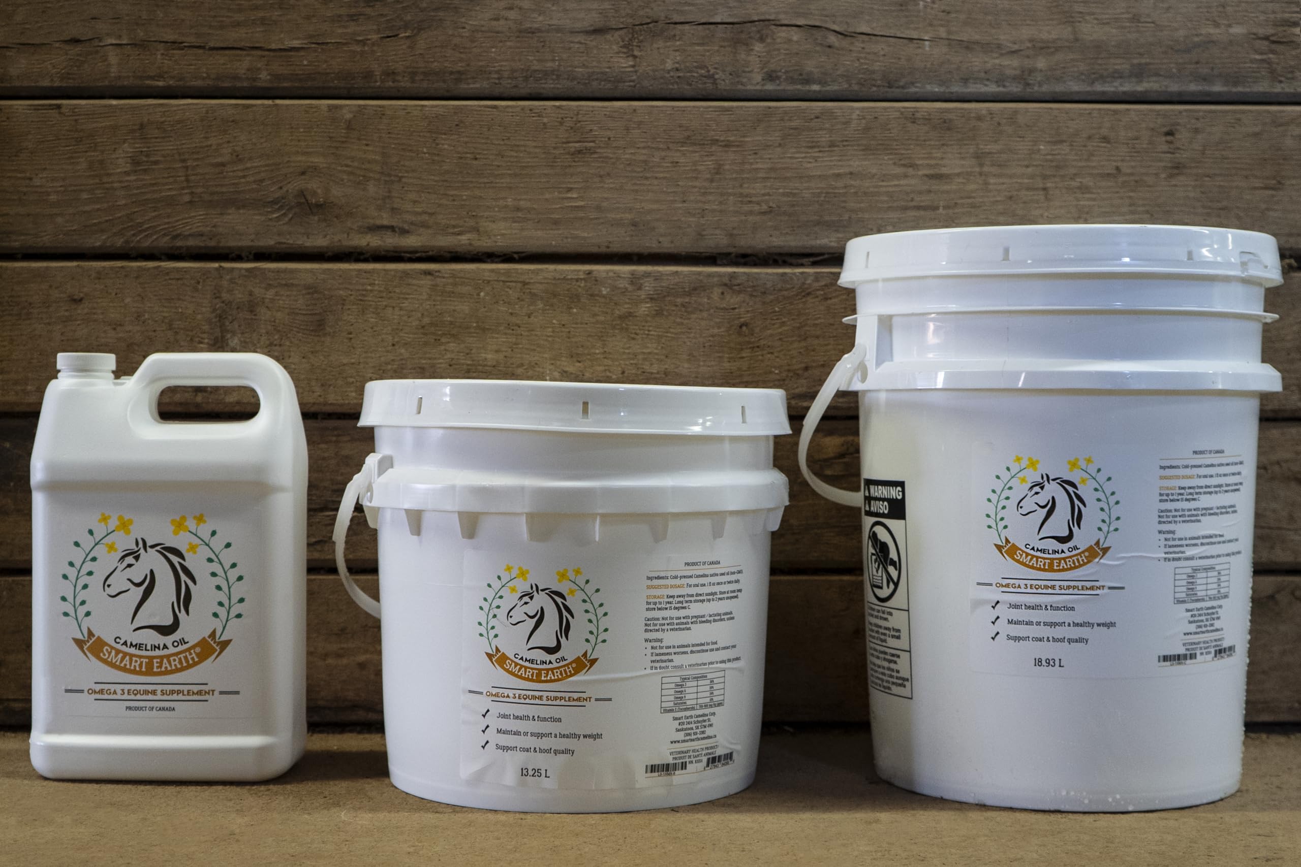 100% Pure Camelina Oil for Horses - Omega 3 & Vitamin E Rich Supplement for Healthy Coat, Strong Hooves, Joint Support & Weight Gain - Cold-Pressed False Flaxseed Oil with Pump - Made in Canada by Smart Earth - 1 Gallon - Perfect for Daily Equine Nutrition & Senior Horse Care