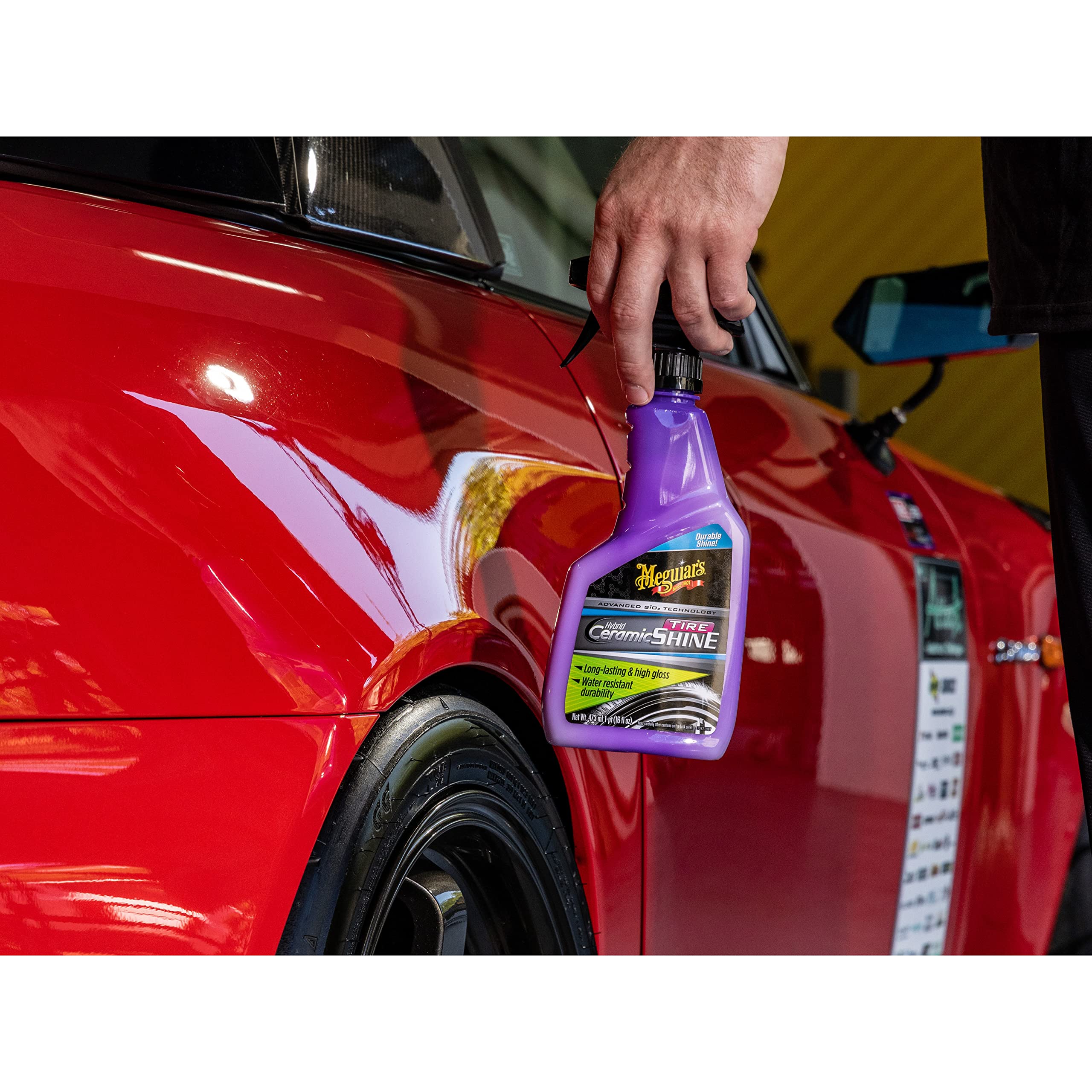 Meguiar's Hybrid Ceramic Tire Shine Spray - 16 Oz | Long-Lasting, Durable & Water-Resistant Tire Shine with Advanced Ceramic Technology | Perfect for Car Detailing, Showroom Shine & Vehicle Protection