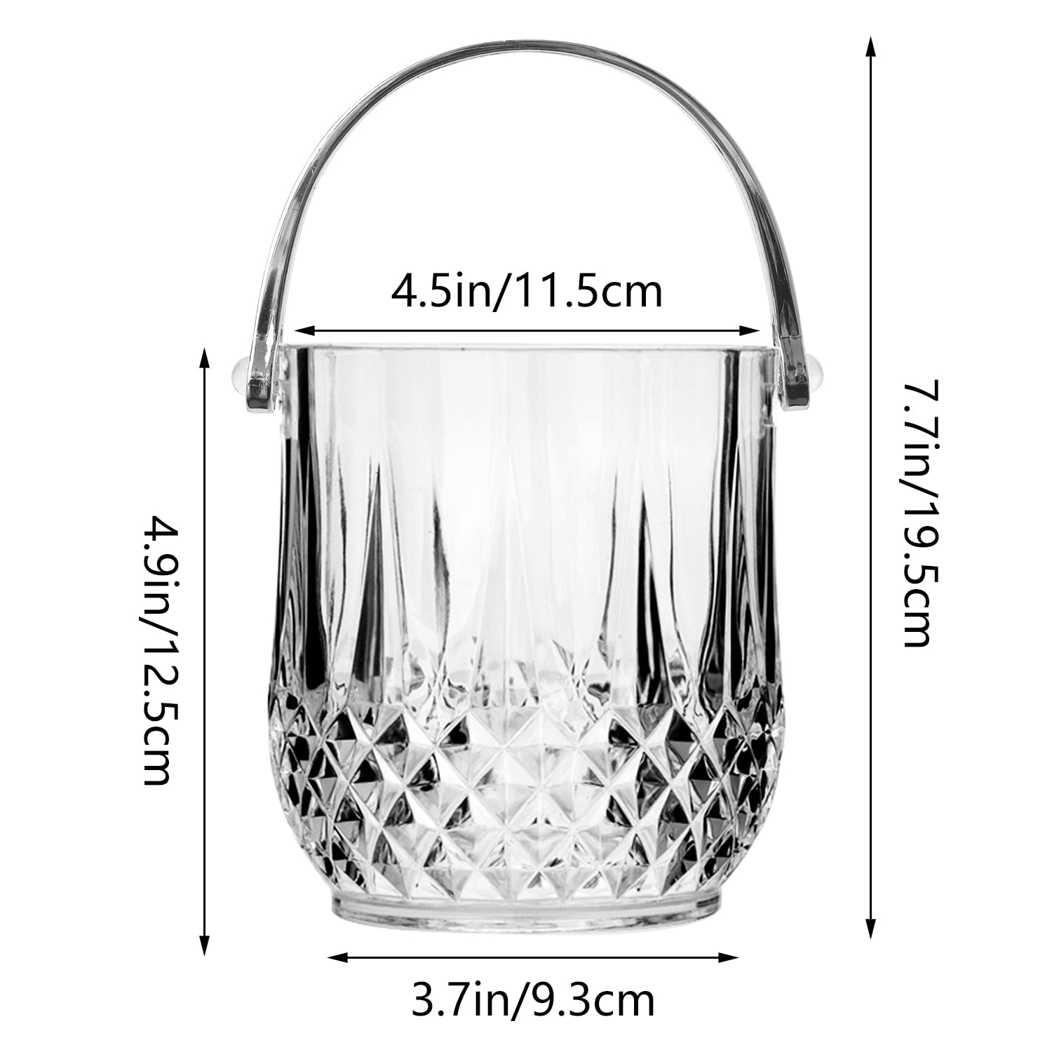 HOMALZ 1.1L Clear Plastic Ice Bucket with Tongs - Keeps Ice Frozen Longer for Beer, Champagne & Wine - Perfect for BBQs, Parties, Bars, Restaurants & Home Use - Ideal for Outdoor Gatherings, Cocktail Nights & Wedding Receptions