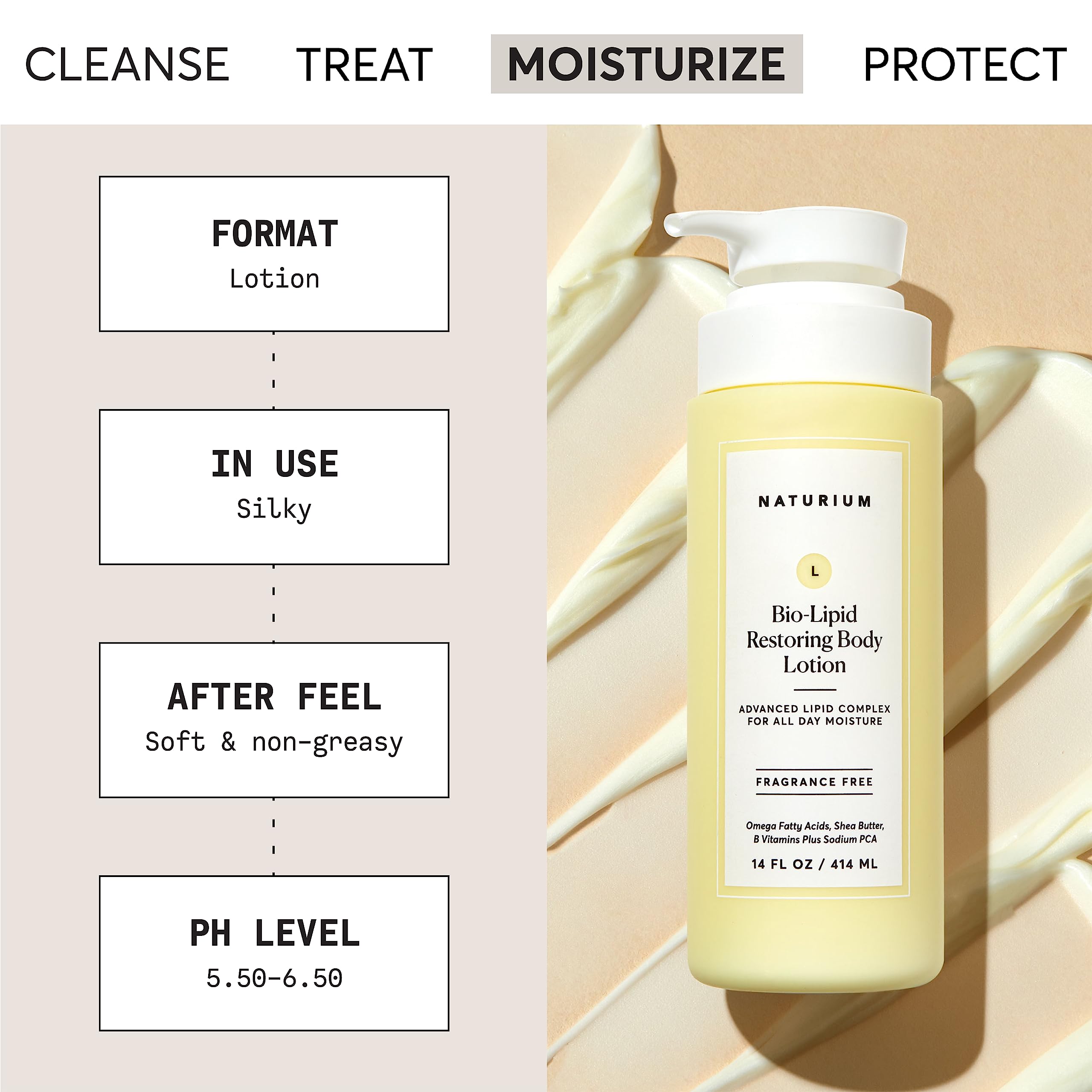 Naturium Bio-Lipid Restoring Body Lotion with Shea Butter | Fragrance-Free Moisturizer | 14 oz | Deep Hydration for Dry Skin | Perfect for Daily Use & Sensitive Skin Care