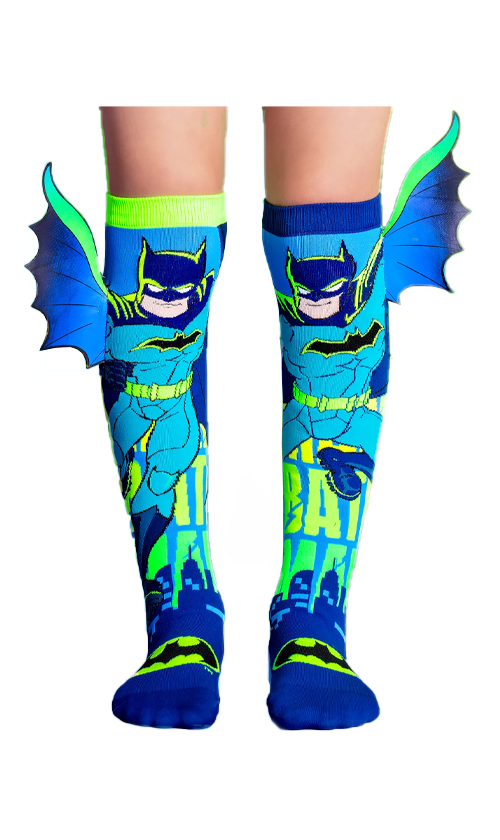Madmia Batman Neon Socks - Glow in The Dark Novelty Socks for Men & Women - Perfect for Cosplay, Halloween, and Comic Con