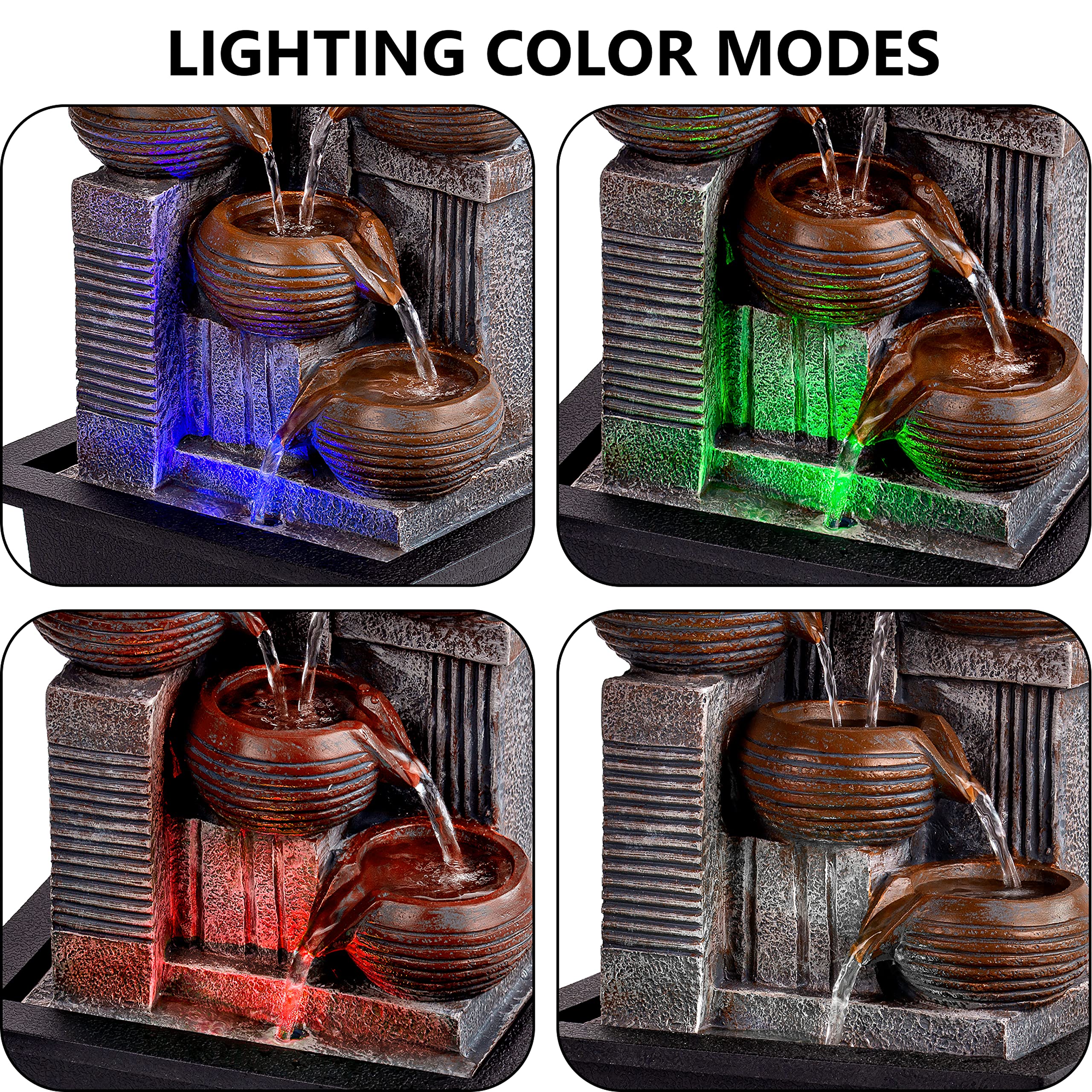 5-Tiered Indoor Water Fountain with LED Lights - 12