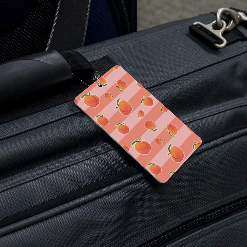 Stylish Peaches and Stripes Pattern Luggage Tag - Durable Suitcase ID Card Holder for Carry-On Bags - Perfect for Travel, Business Trips & Vacation Identification