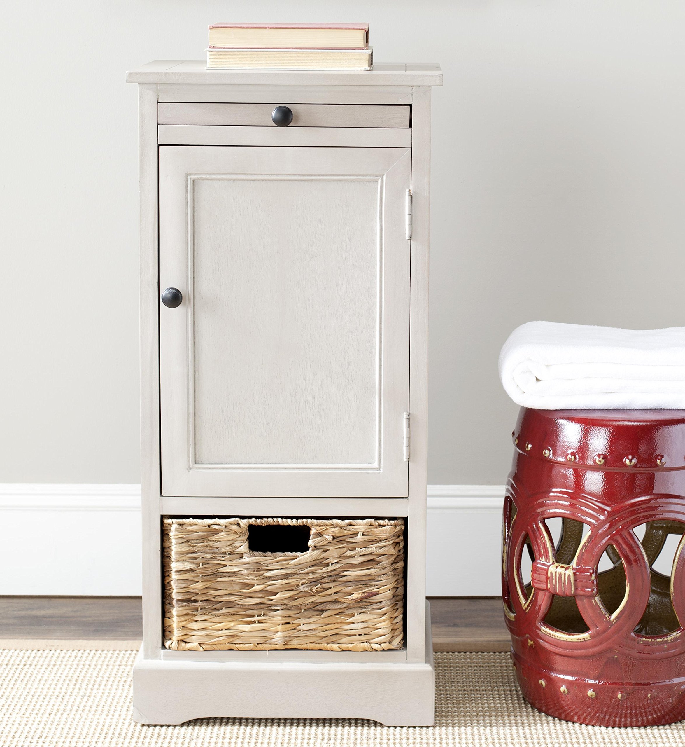SAFAVIEH American Homes Collection Raven Vintage Grey Tall Storage Unit - Modern Vintage Style Organizer for Bedroom, Living Room & Office