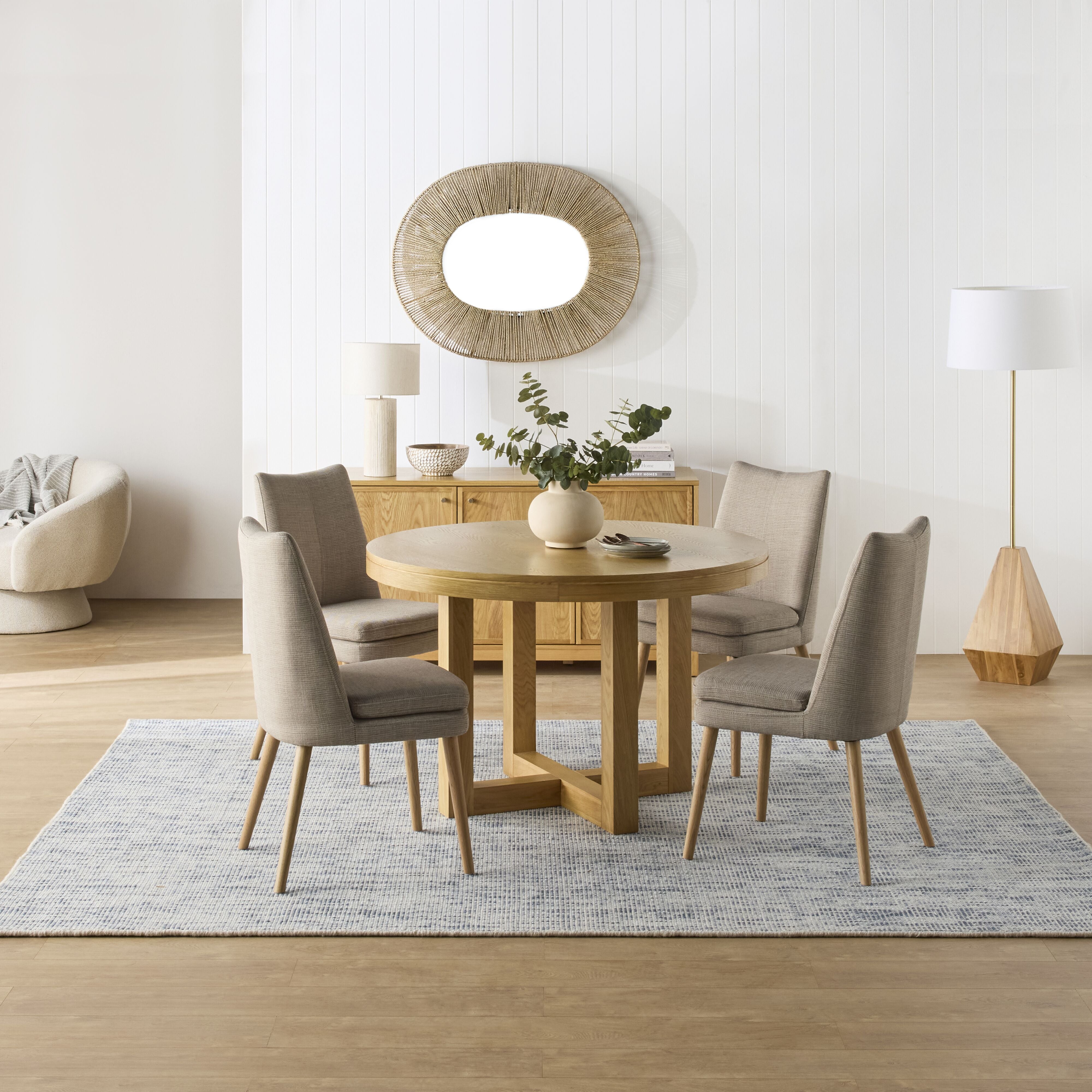 Avalon Light Oak Round Dining Table - Modern Kitchen & Dining Room Furniture for Small Spaces & Family Gatherings