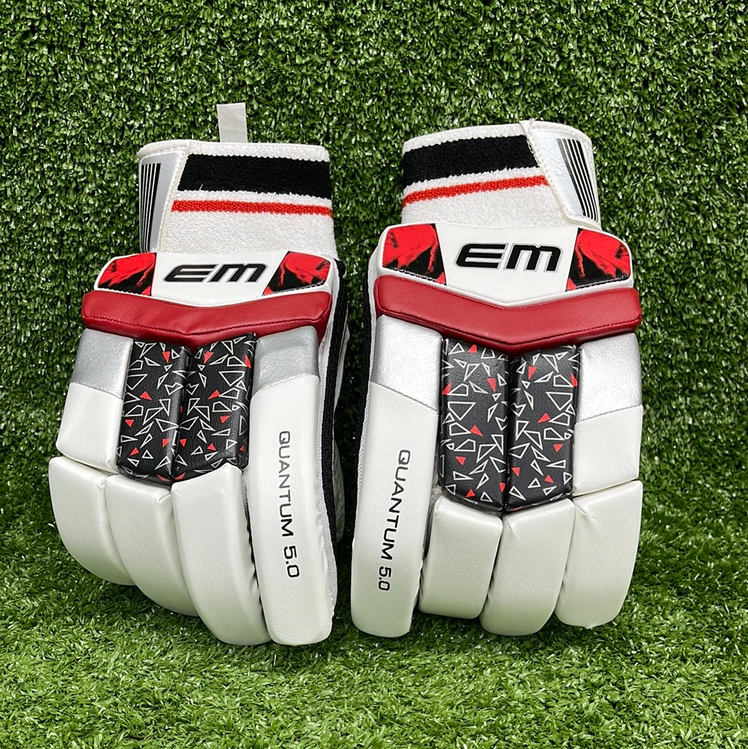 EM Quantum 5.0 Adult Cricket Batting Gloves - Premium Leather Protection for Cricket Players - Perfect for Practice & Matches