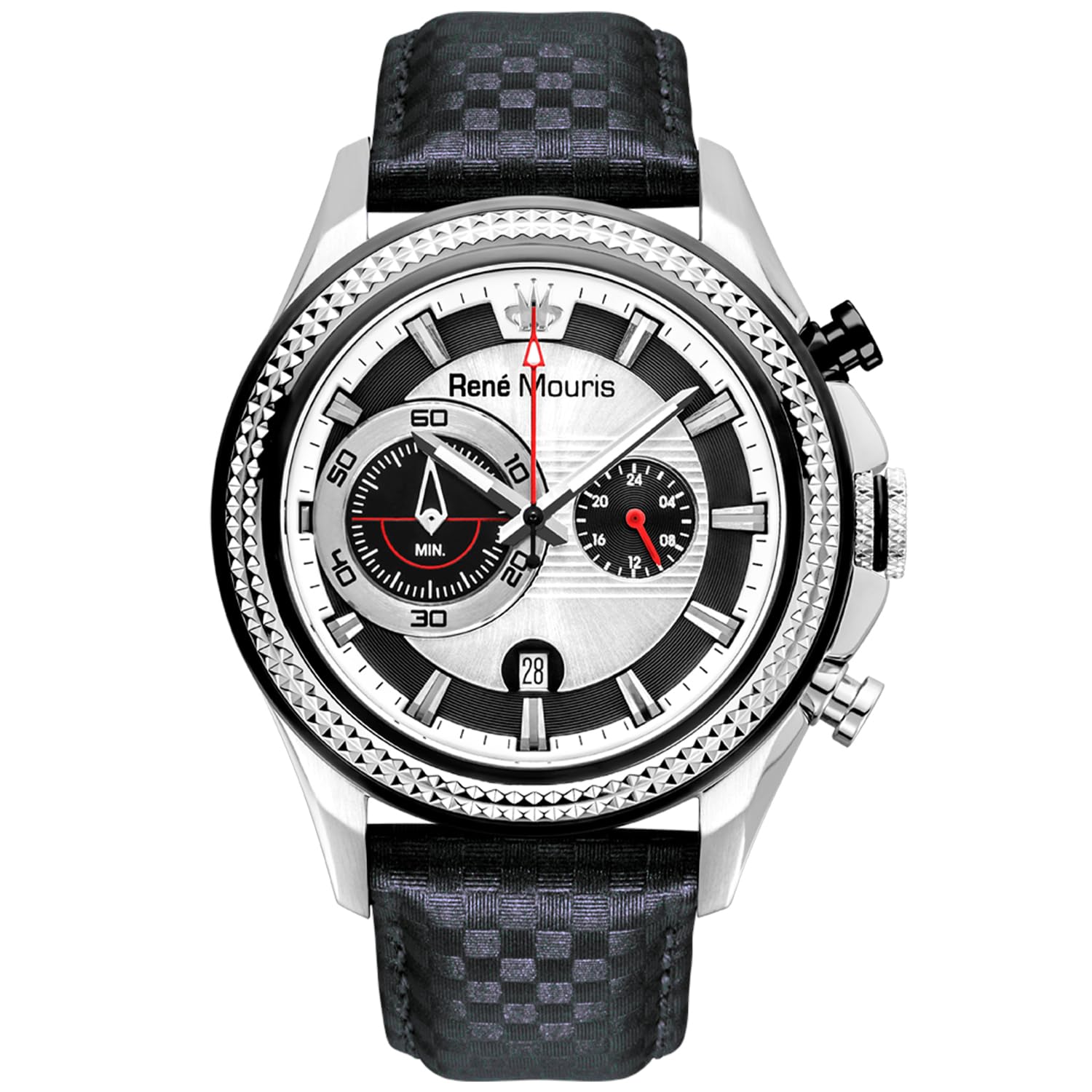 René Mouris Trofeo Chronograph Men's Watch - 45mm 316L Stainless Steel Sports Watch with Sapphire Coated Crystal & Leather Strap - 100M Waterproof - Perfect for Diving, Swimming & Outdoor Activities