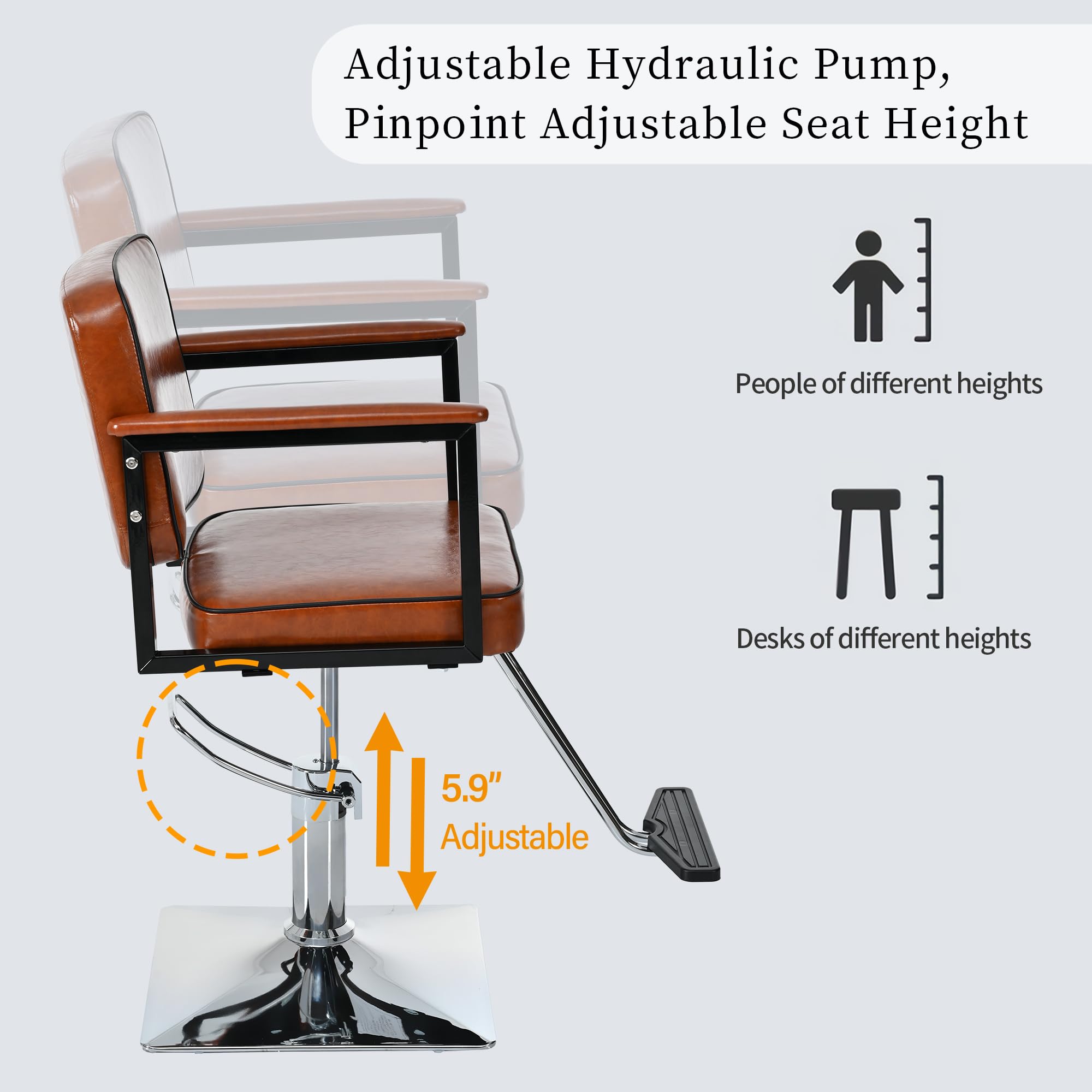 Premium Hydraulic Barber Chair - Adjustable Height & Swivel Wood Leather Salon Styling Chair for Professional Haircuts | Perfect for Beauty Salons, Barber Shops & Spa Equipment