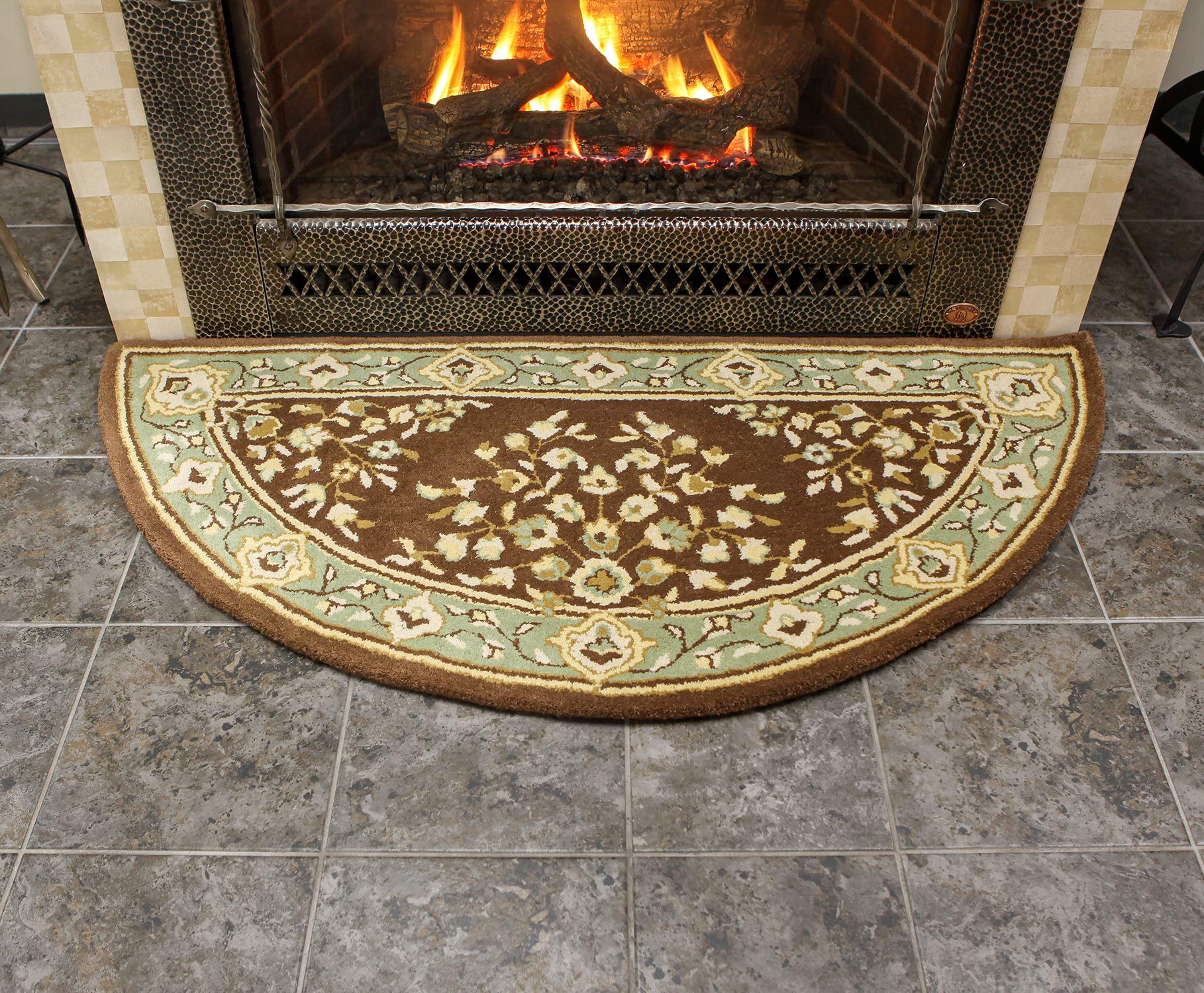 Premium Oriental Wool Hearth Rug - Half Round 56