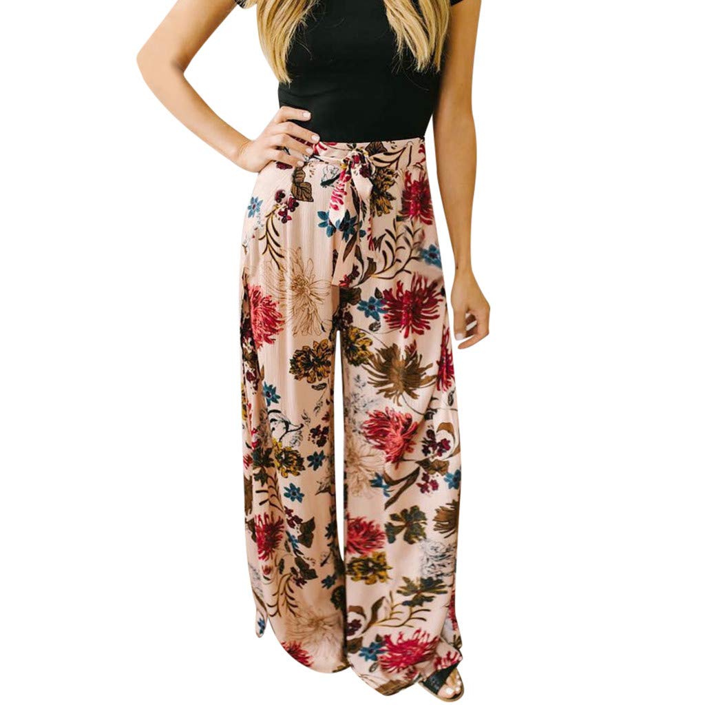 Women's Comfy Sweatpants with Pockets - Printed Drawstring Wide Leg Lounge Pants for Casual Wear, Yoga, Home & Travel