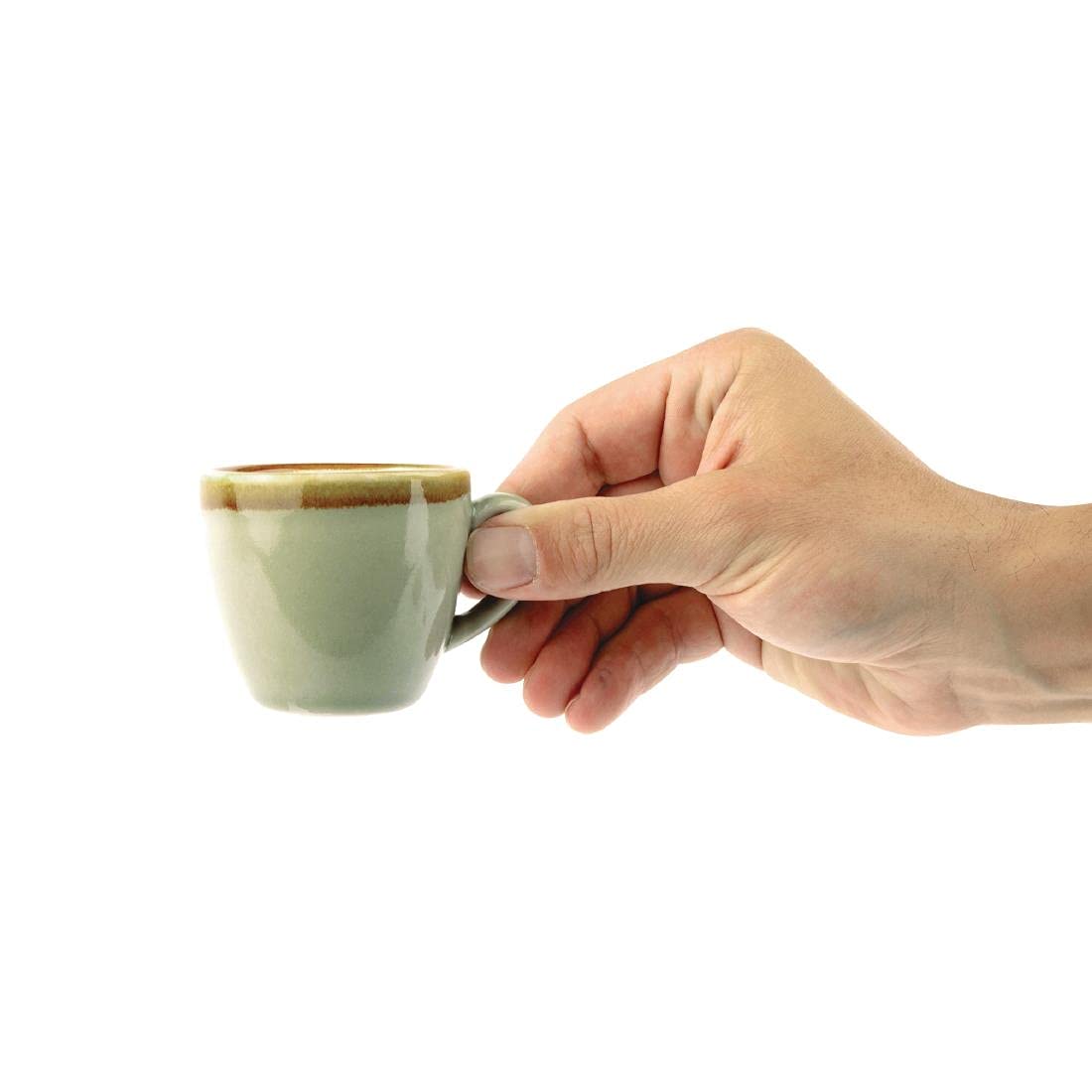 Premium Kiln Espresso Cup Set - 3oz (85ml) Ceramic Coffee & Tea Cups - 6pc Moss Green Tableware for Home, Café & Restaurant Use