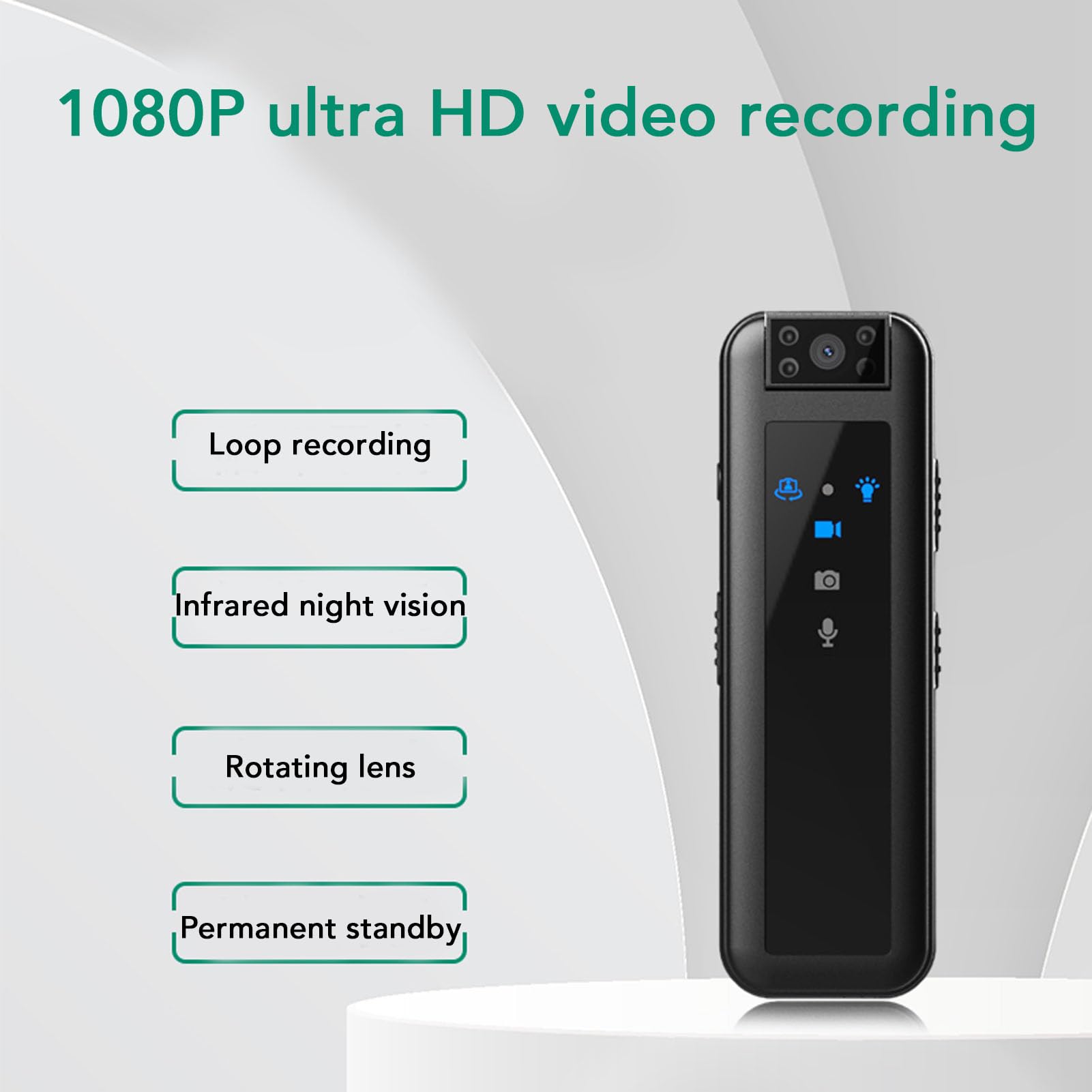 Plyisty Mini Body Camera - 180° Rotatable Wearable HD Camcorder with Clip & LED Light | Body Worn Video Recorder for Running, Dog Walking, Security, Vlogging & Outdoor Activities