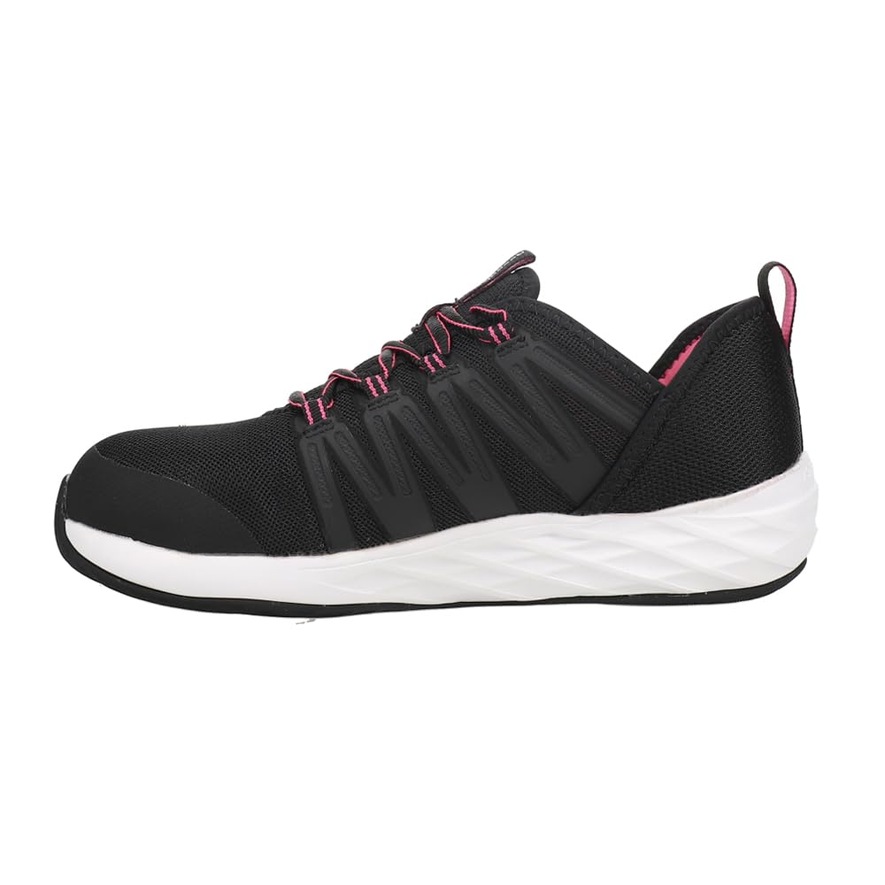 Reebok Women's Astroride Steel Toe Work Shoes - Black & Pink Static Dissipative Safety Shoes for Women, Size 10.5 Medium - Ideal for Construction, Warehouse & Industrial Work Environments