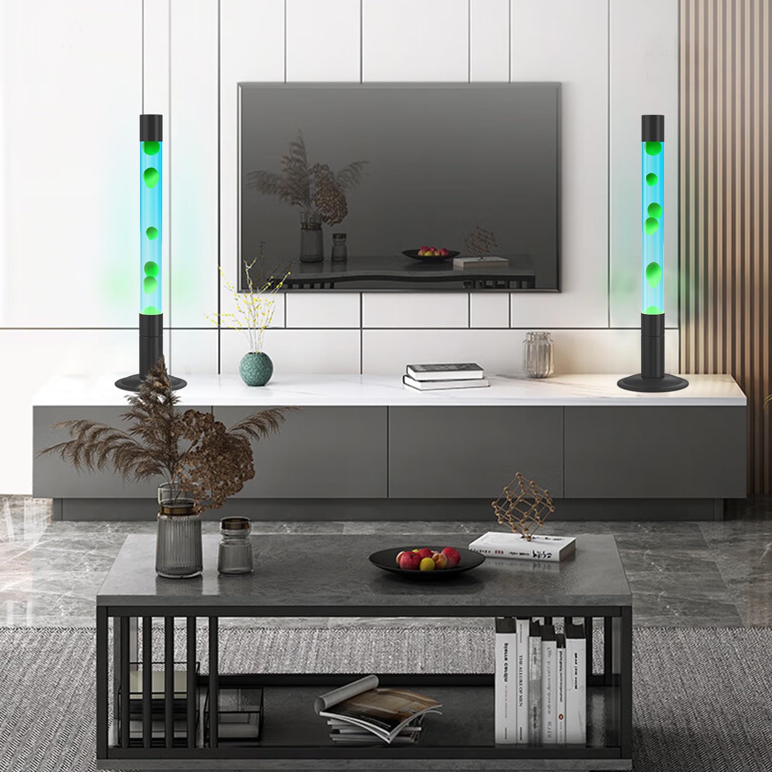 30-Inch Liquid Motion Lamps - Soothing Magma Lamp for Home & Office Decor, Relaxing Mood Light for Living Room, Bedroom, Meditation & Stress Relief (Blue Water with Green Wax)