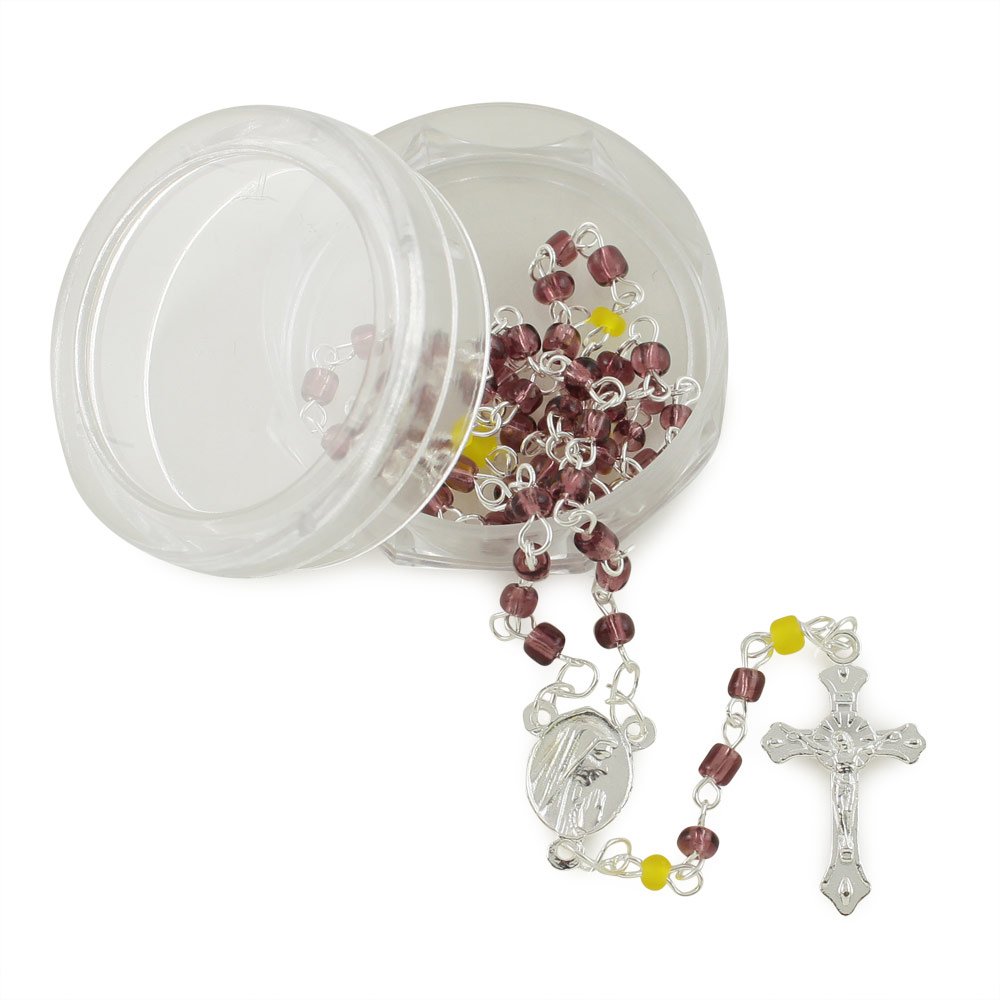 Kids Glass Rosary Beads Set in Gift Box - Perfect for First Communion, Baptism & Religious Gifts for Children