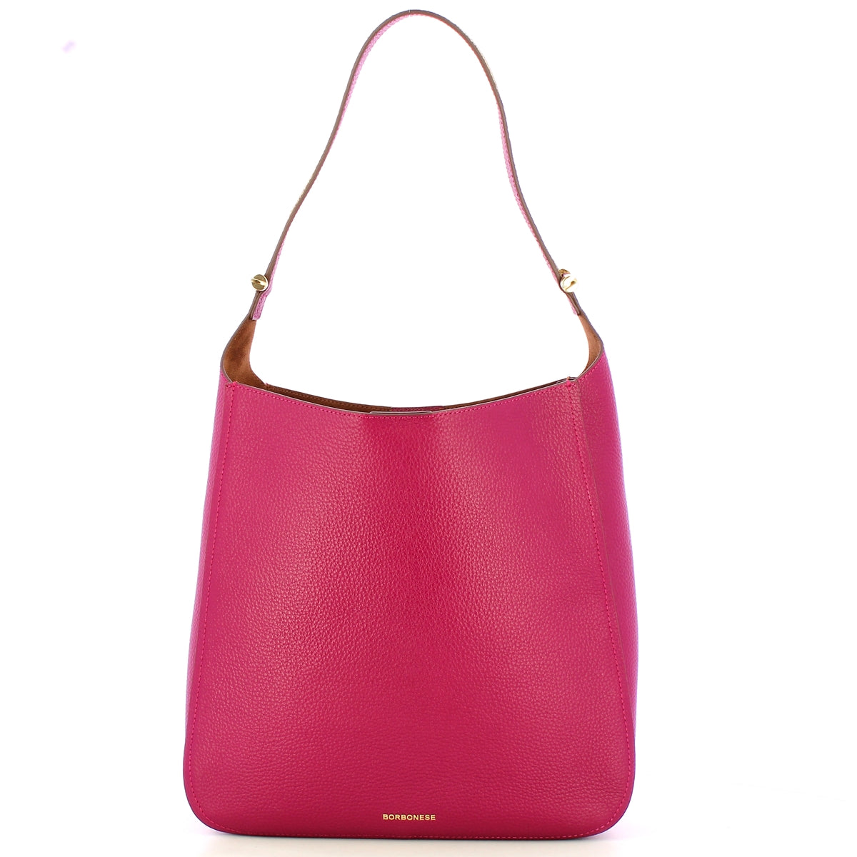 Borbonese Hobo Bolt Medium Amarone OP Naturale Handbag 924387AR3 - Stylish Leather Shoulder Bag for Women, Perfect for Work, Travel & Everyday Use