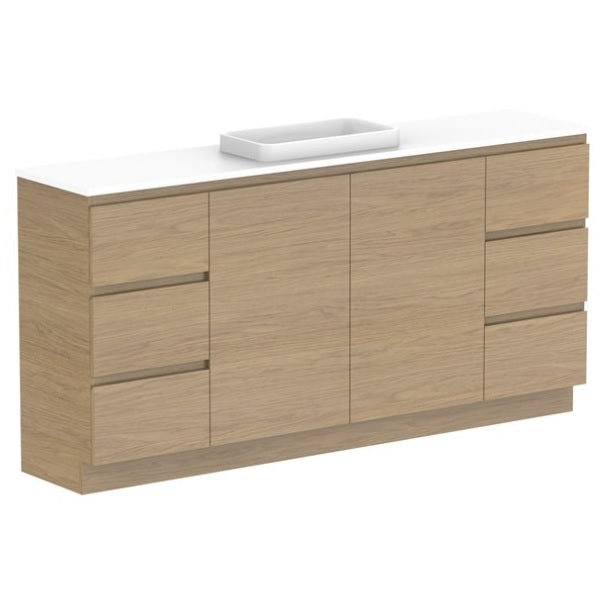ADP Glacier Pro Ensuite Door and Drawer Trio Vanity with Solid Surface Top - Modern Bathroom Vanity Set with Storage for Home & Hotel Use