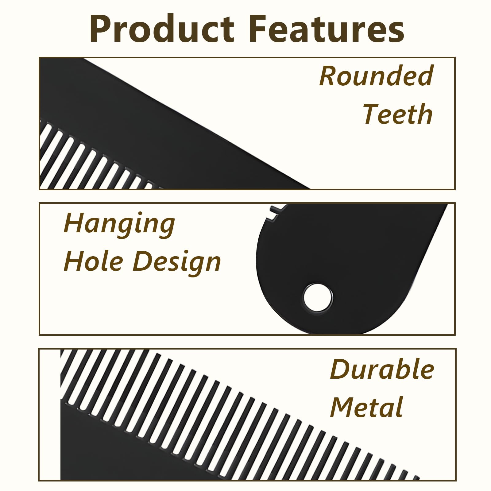 Premium Black Metal Fine Tooth Portable Mini Pocket Beard Comb for Men - Ideal for Thinner Hair & Facial Hair Grooming - Perfect for Travel, Home, Office & Daily Use