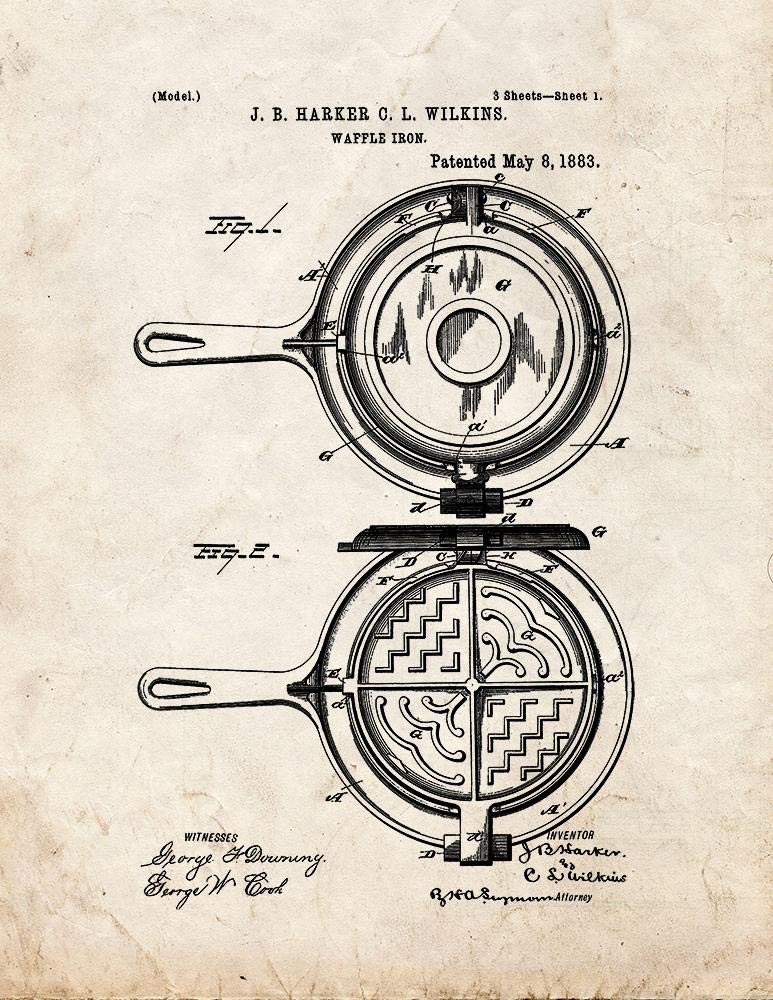 Vintage Waffle Iron Patent Print - 11