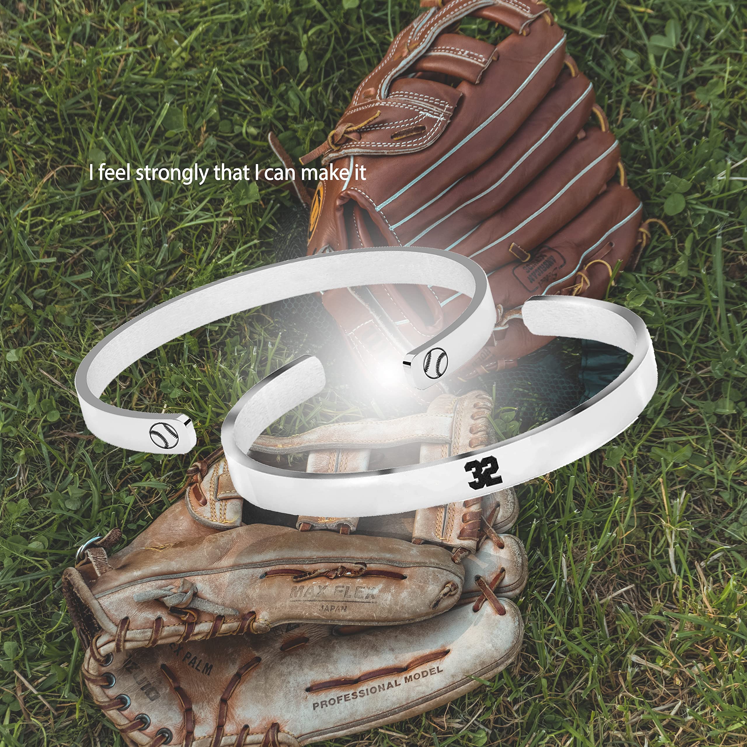 Custom Stainless Steel Baseball Number Bracelet - Adjustable Cuff Bangle for Men - Perfect Baseball Jewelry Gift for Players & Fans - Great for Games, Training & Everyday Wear