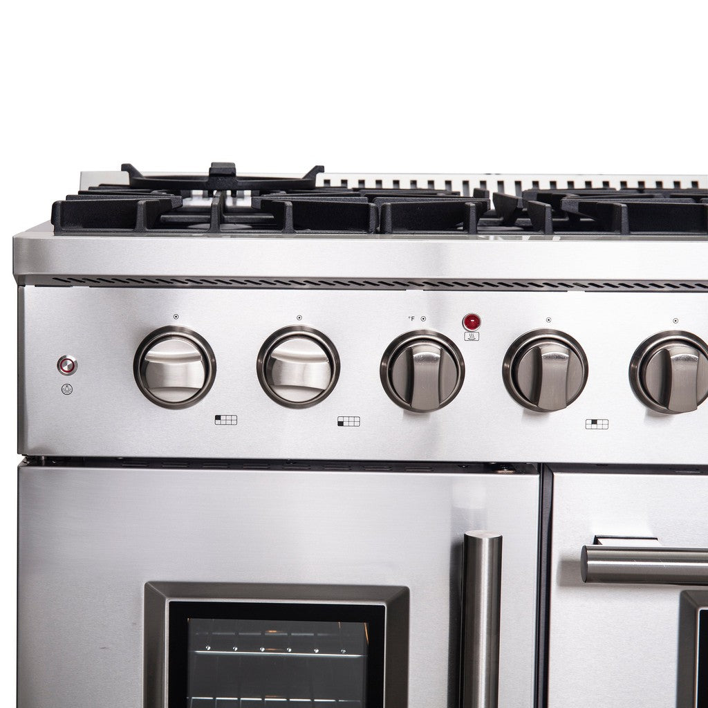 Forno Galiano 48-Inch 6.58 cu. ft. Freestanding Gas Range with Left Swing Door - Stainless Steel (FFSGS6444 48) | Professional Kitchen Appliance for Home Chefs & Restaurants