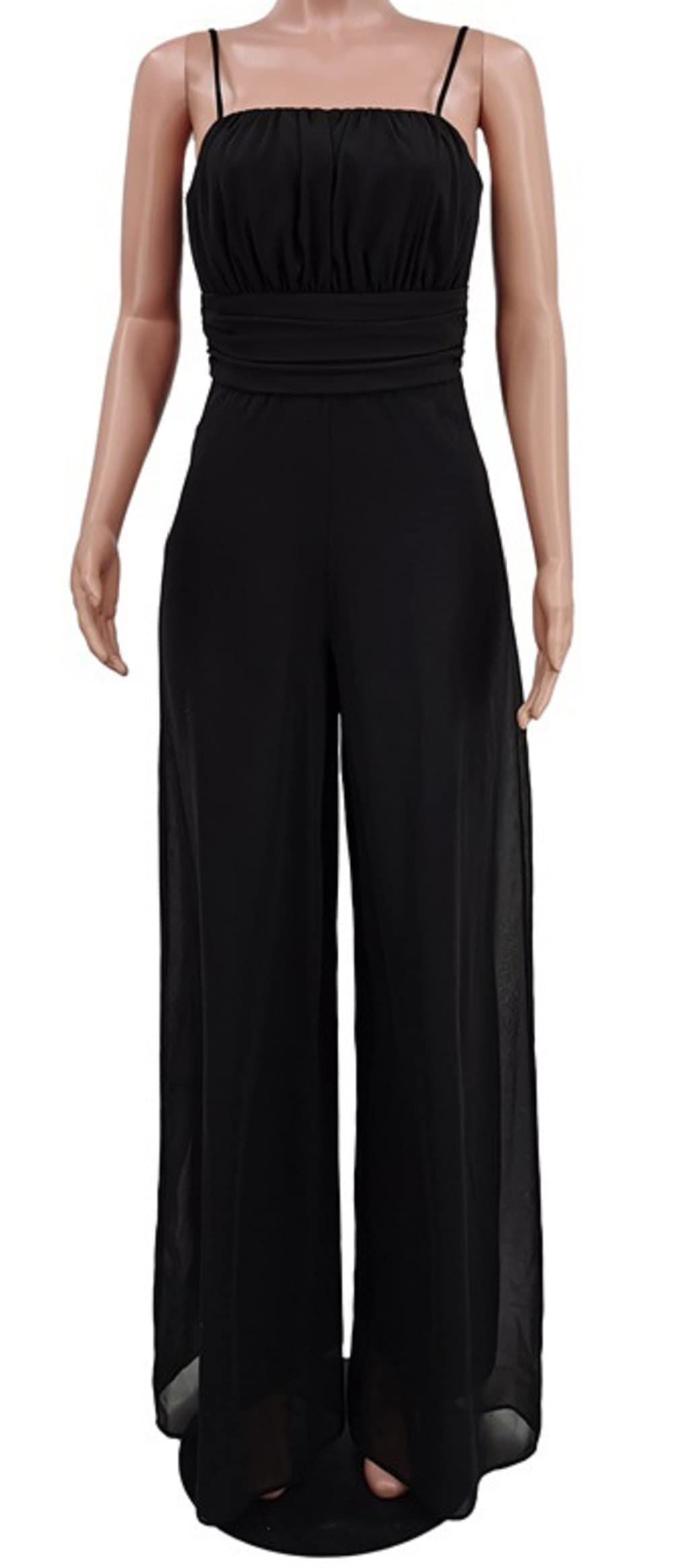 CHARTOU Women's Elegant Spaghetti Strap Backless Tummy Control Wide Leg Chiffon Jumpsuit | Sexy Summer Outfit for Beach, Party & Date Night