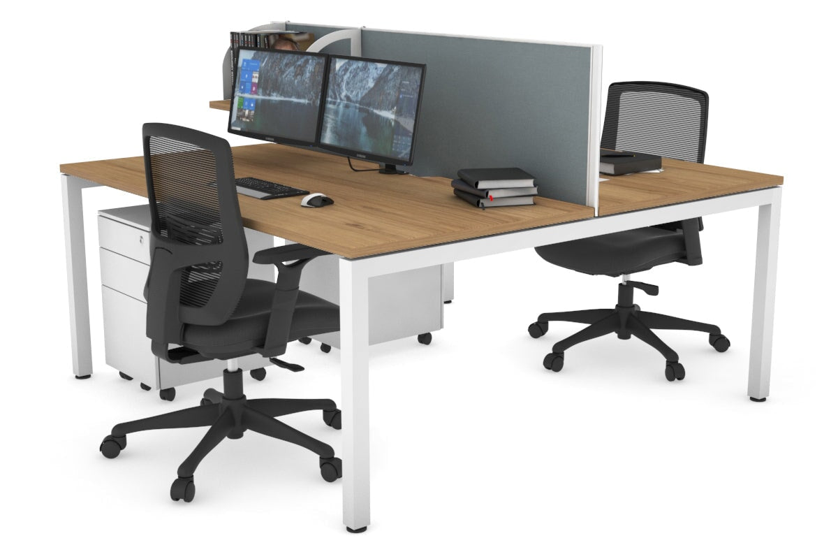 Quadro Square Legs 2 Person Office Workstation Desk - 1200L x 800W with Cable Management Scallop - Perfect for Shared Workspaces & Home Offices