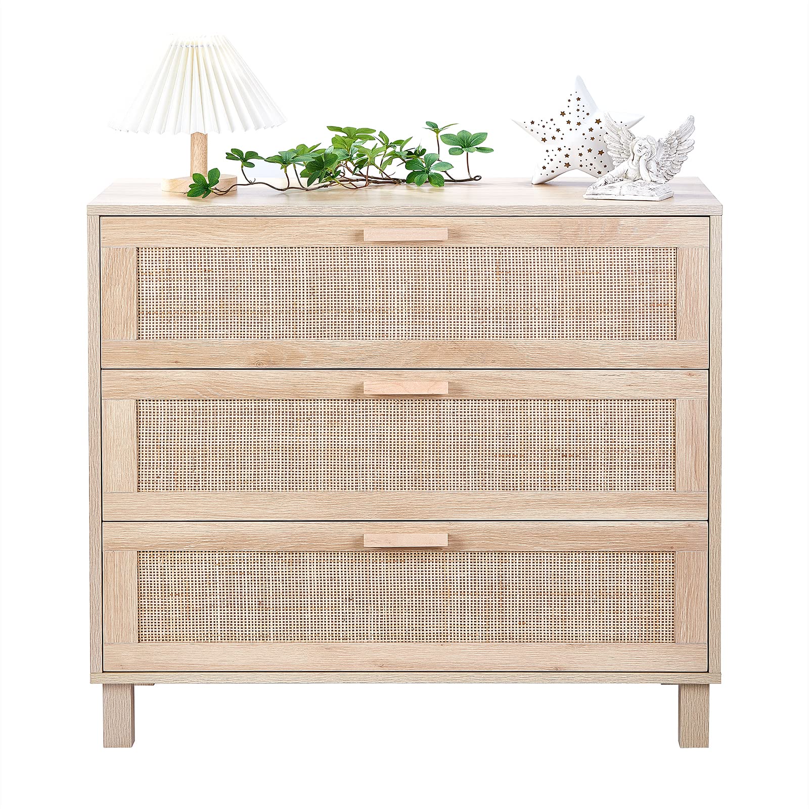 CREATIVELAND 3-Drawer Rattan Dresser - Modern Woven Storage Cabinet for Bedroom, Living Room & Entryway | Space-Saving Bedside Table & Corner Storage Solution | Durable Luxury Furniture for Home Decor