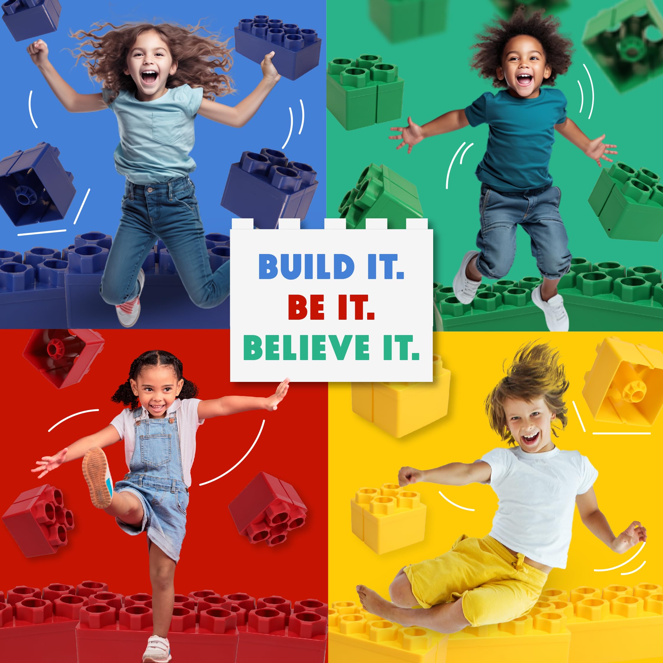 Jumbo Building Blocks for Kids Ages 4-8 - 96 Piece Large Construction Blocks Set for Indoor & Outdoor Play - STEM Learning Toys for Preschoolers & Toddlers - Perfect for Creative Play, Classroom Activities & Birthday Gifts