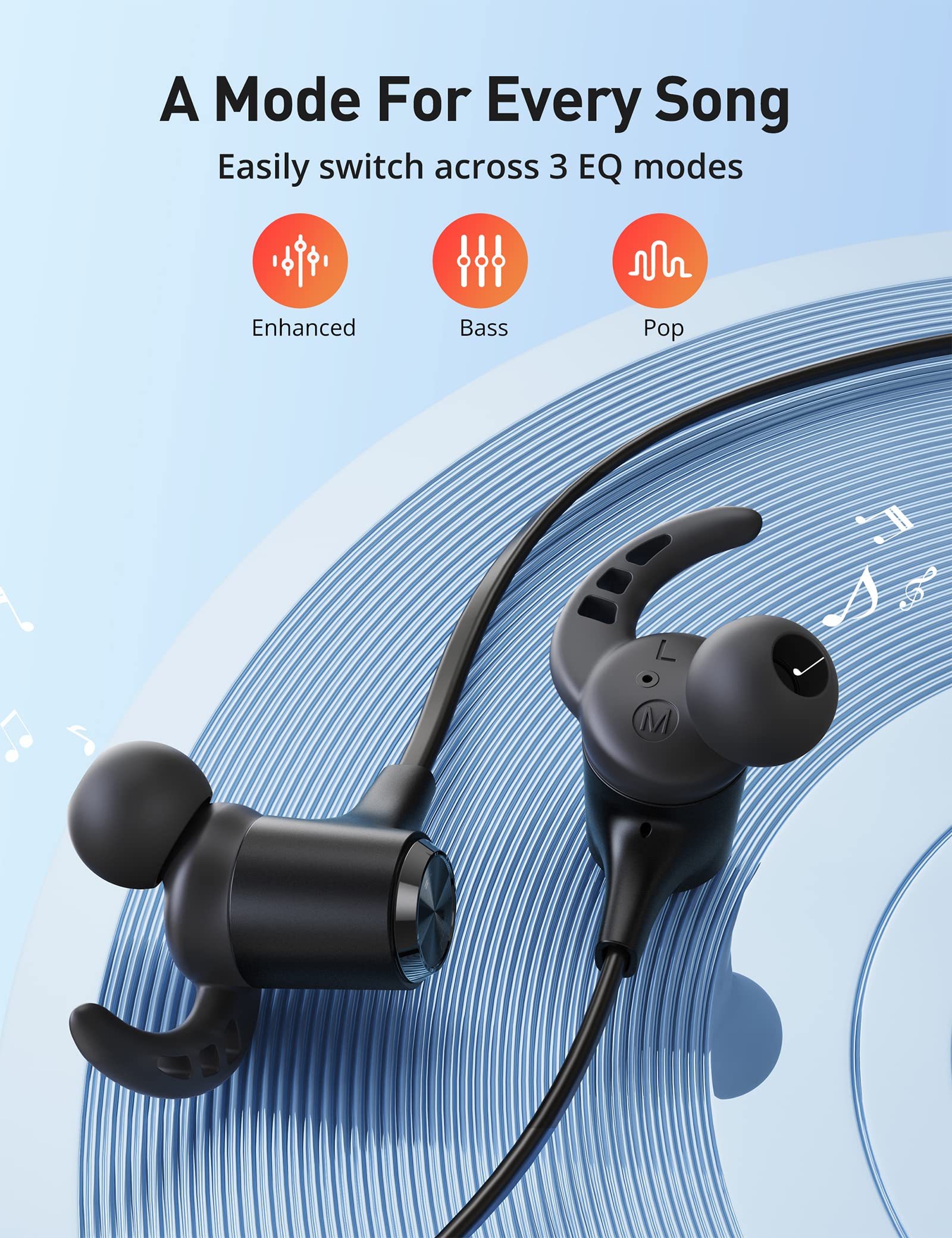 Wireless Bluetooth 5.2 Earbuds with aptX Stereo, Deep Bass & Built-in Mic - 16H Playtime, Magnetic Design, IPX7 Waterproof - Perfect for Running, Gym Workouts & Outdoor Sports