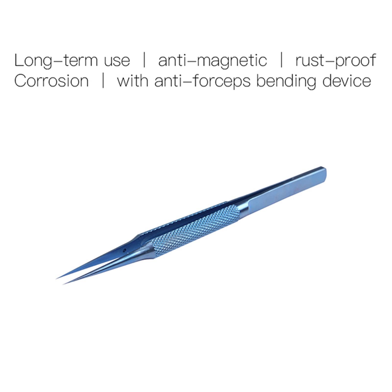 Professional Titanium Alloy Tweezers for Electronics Repair - Anti-Magnetic, Precise Fingerprint & Fly Line Motherboard Tools (Blue02) | Ideal for PCB Repair, Jewelry Making & Craft Projects