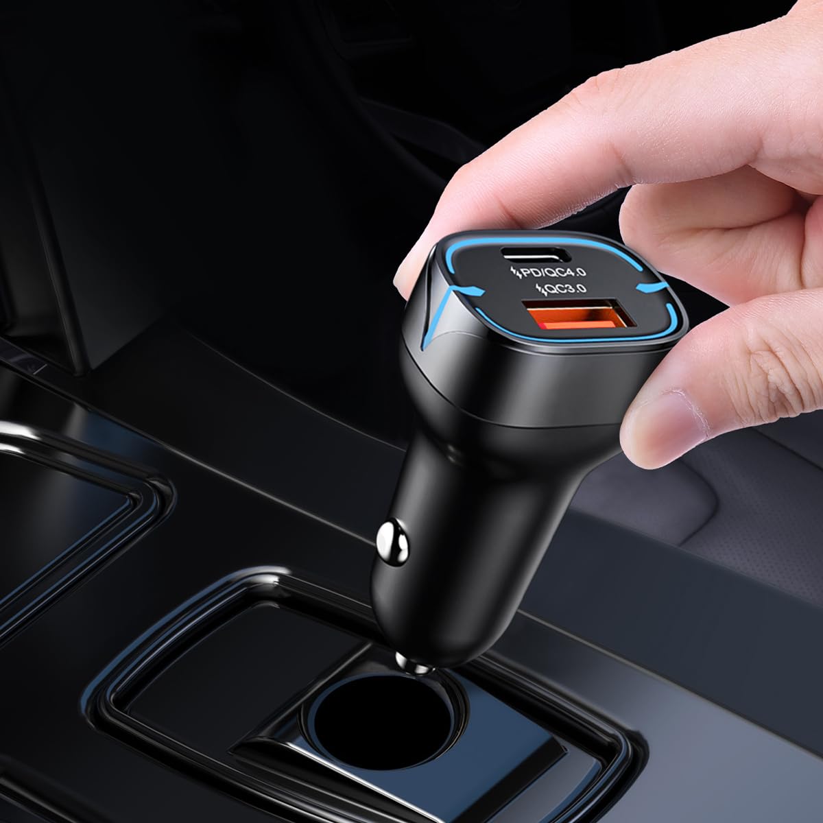 Dual Port 52W PD & QC4.0 Fast Car Charger Adapter - USB C Quick Charge Compatible with iPhone 12/Pro/Pro Max/11, Samsung Galaxy Note 8/S9/S8 - Perfect for Road Trips, Commuting & Emergency Charging in Your Vehicle