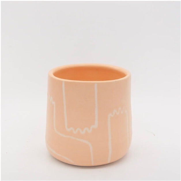 Tall Manos Outline Planter in Peach - Modern Ceramic Flower Pot for Indoor Plants, Succulents & Home Decor | Perfect for Living Room, Office & Garden Decorations