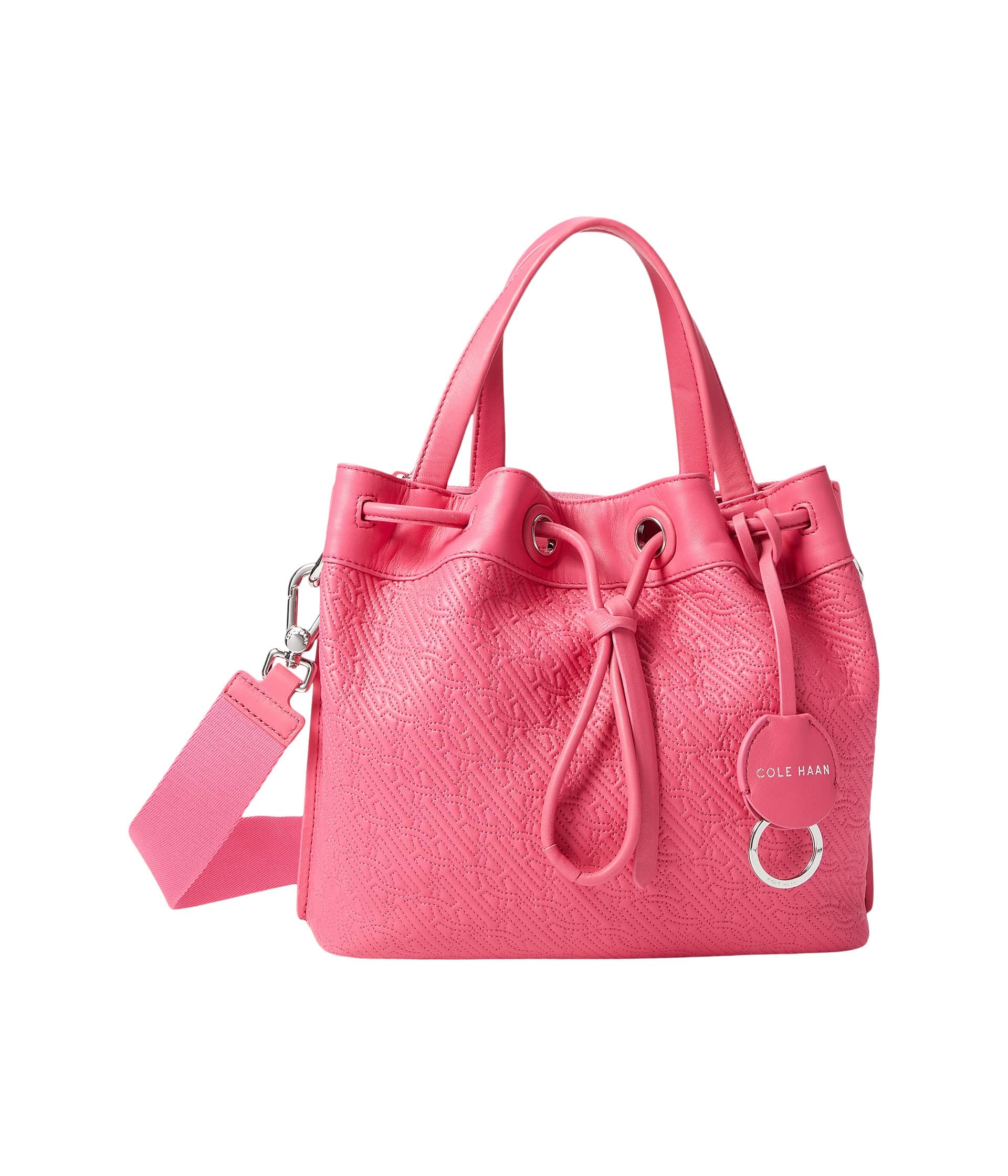 Cole Haan Quilted Logo Small Bucket Bag for Women - Stylish Crossbody Purse with Adjustable Strap, Perfect for Work, Travel & Everyday Use